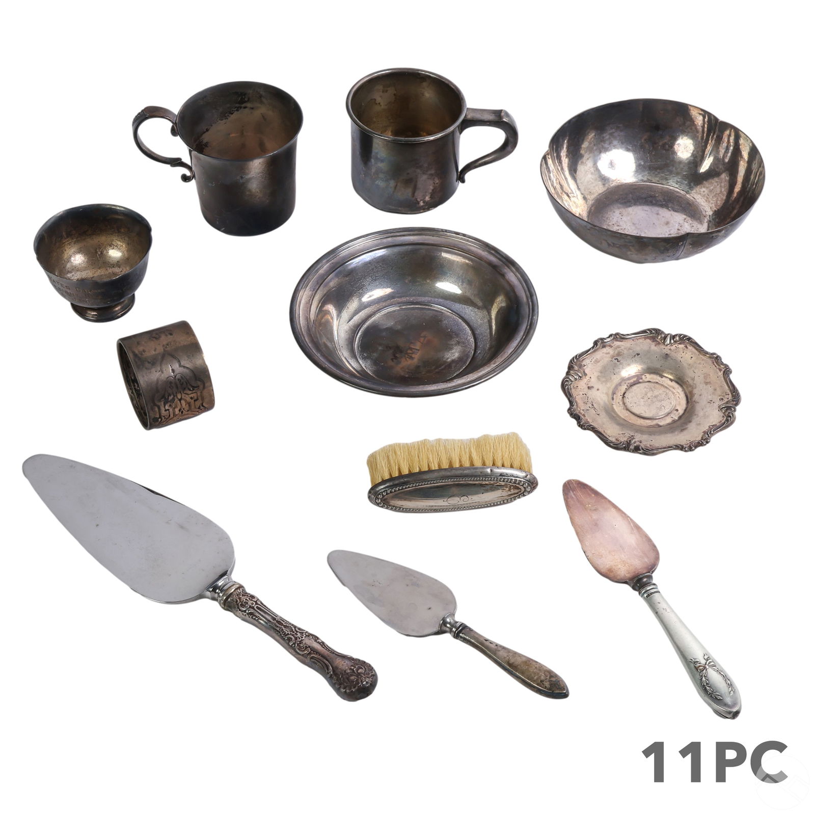 Sterling Silver Knife Vessel & Brush 11pc LOT 274g (1 of 8)