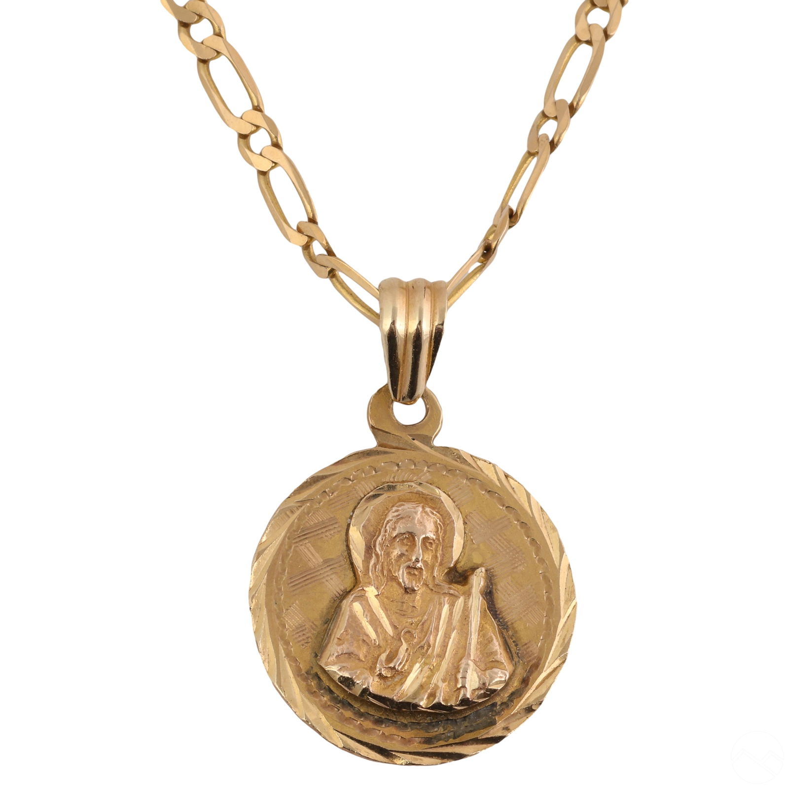 14k Gold Virgin Mary Pendant on 16" Link Necklace (1 of 6)
