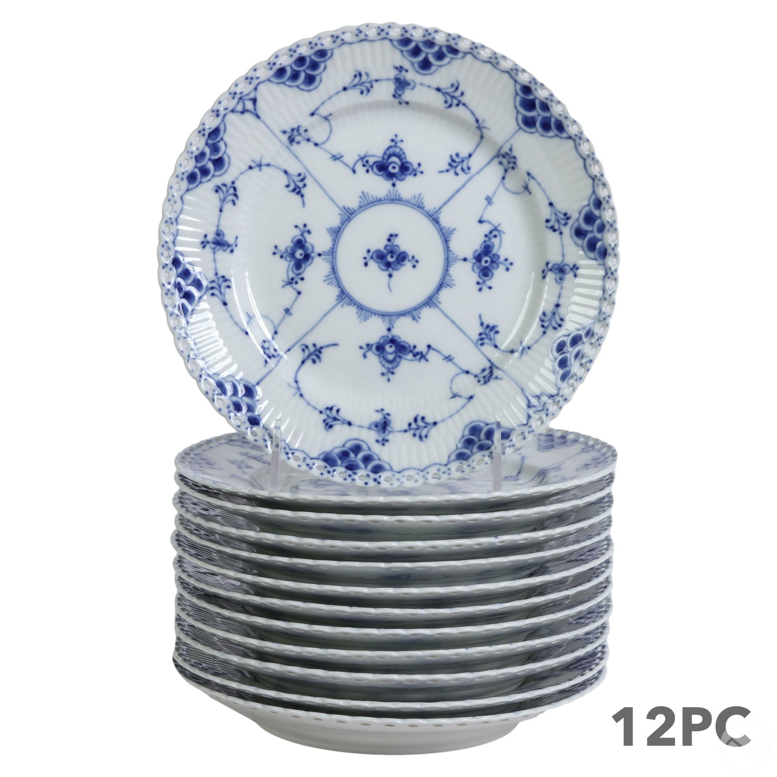Royal Copenhagen Blue Fluted Full Lace Plates SET (1 of 6)