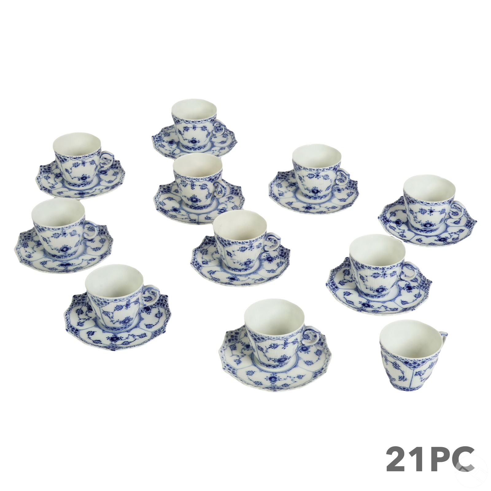 Royal Copenhagen Blue Fluted Full Lace 21p Tea SET (1 of 6)