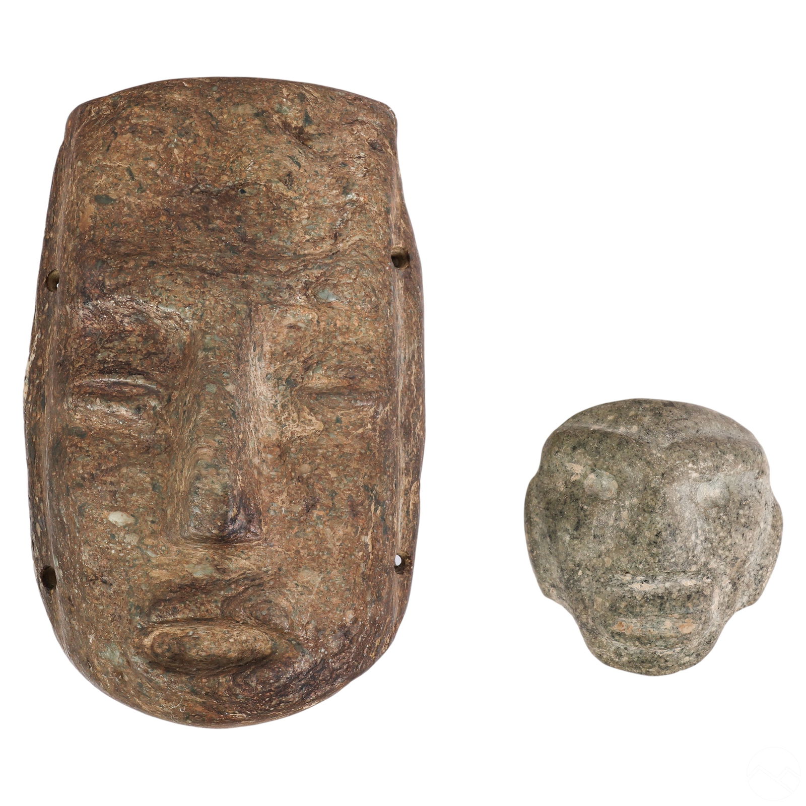 Pre Columbian Style Stone Face Sculptures 2pc. LOT (1 of 6)