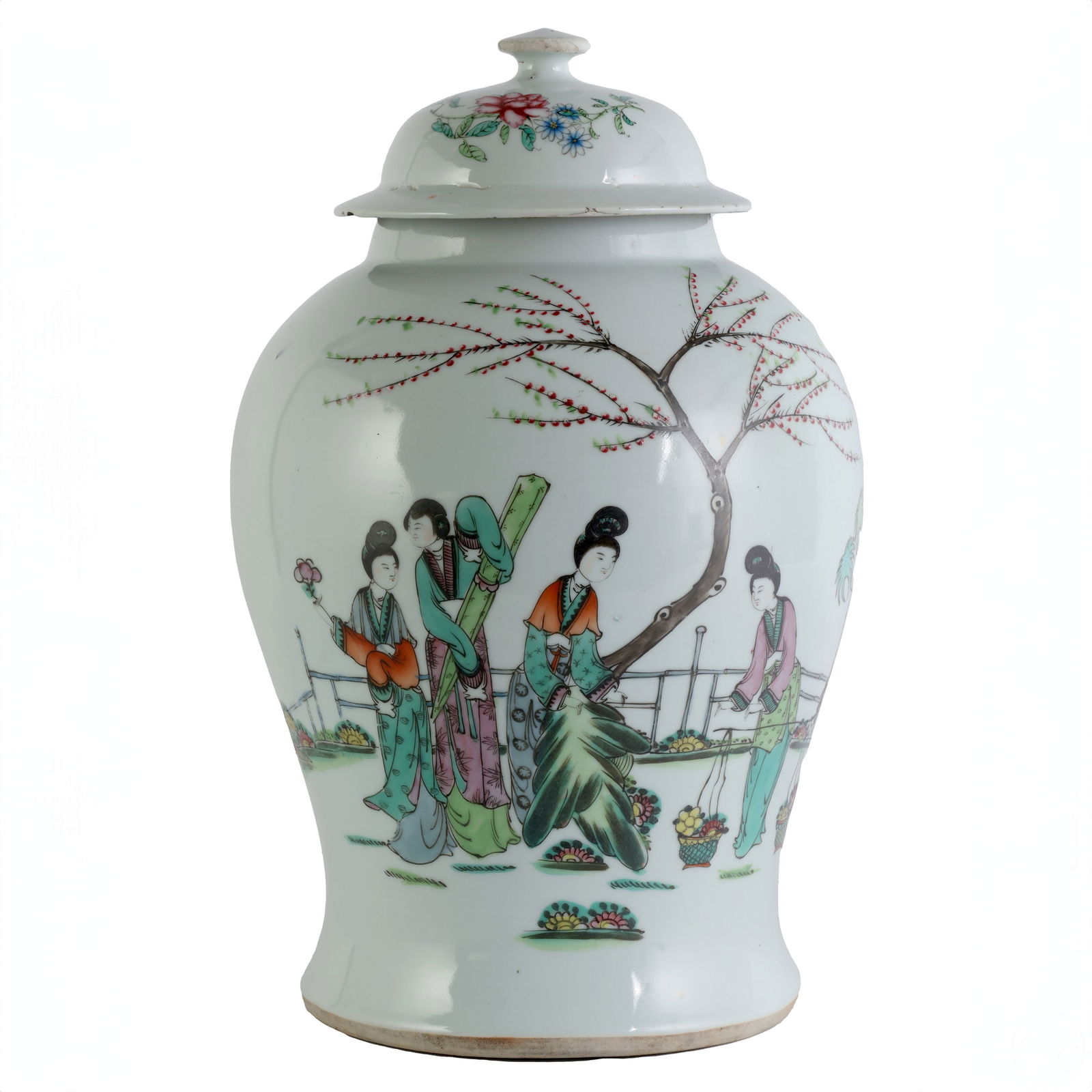 Chinese Celadon Porcelain Figural Calligraphy Urn (1 of 10)
