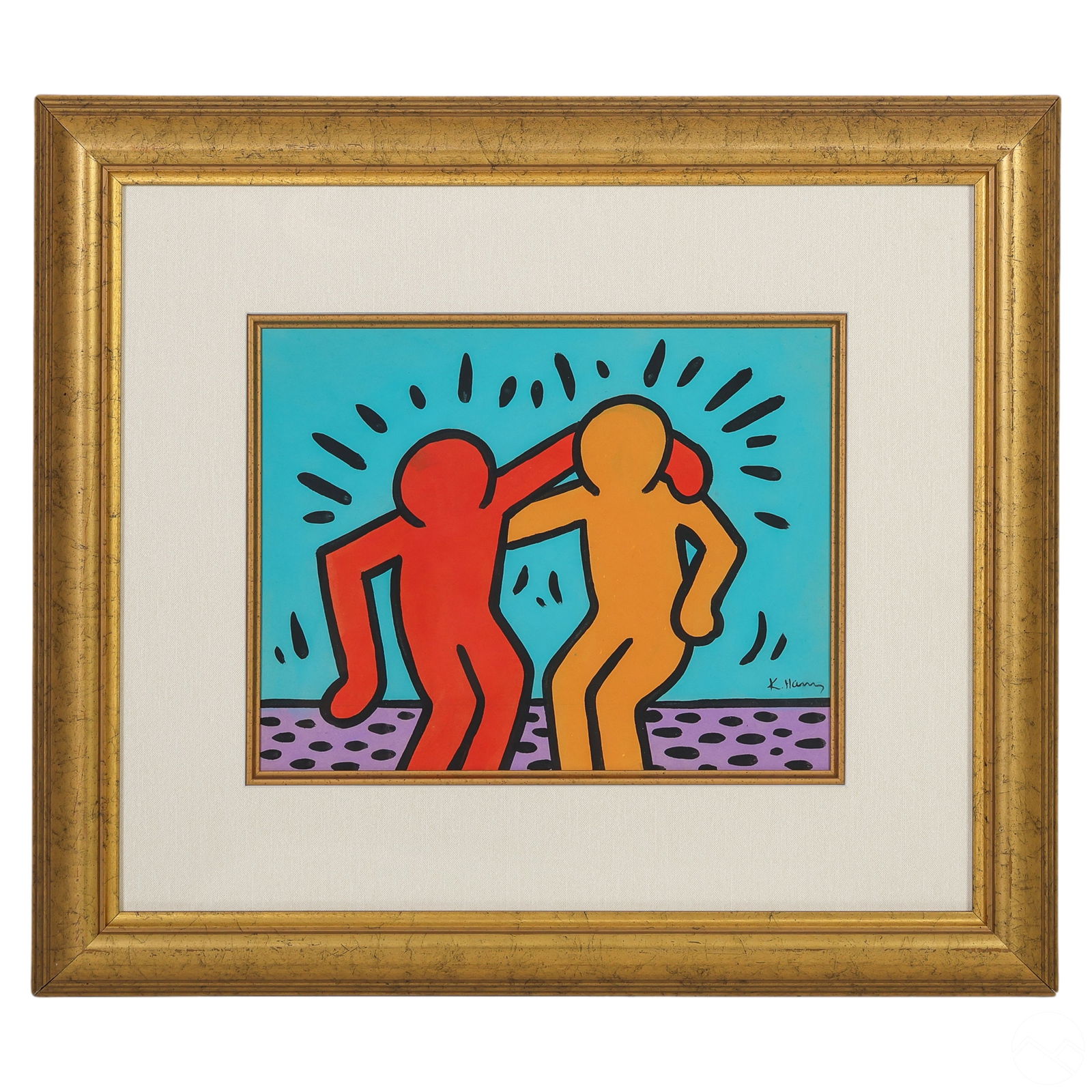 Best Buddies Watercolor Painting after K. Haring (1 of 5)