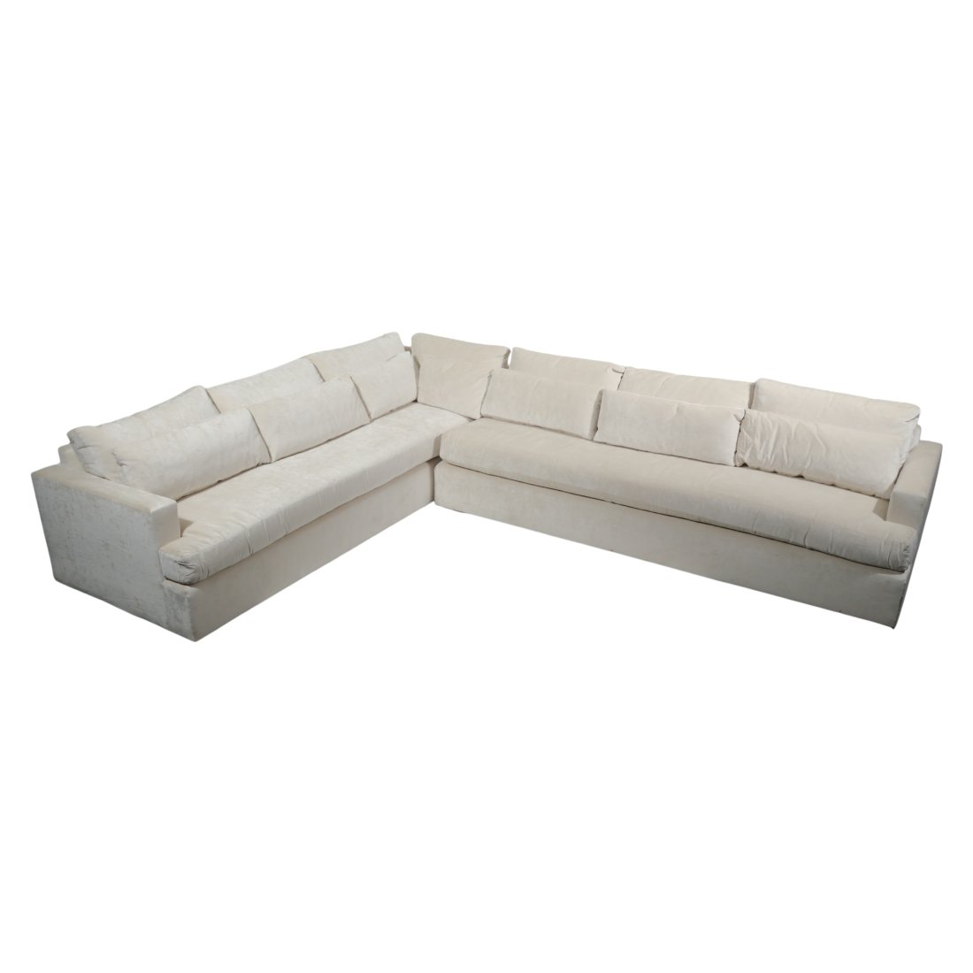 Baker Furniture Co. White Chenille Sectional Couch (1 of 12)