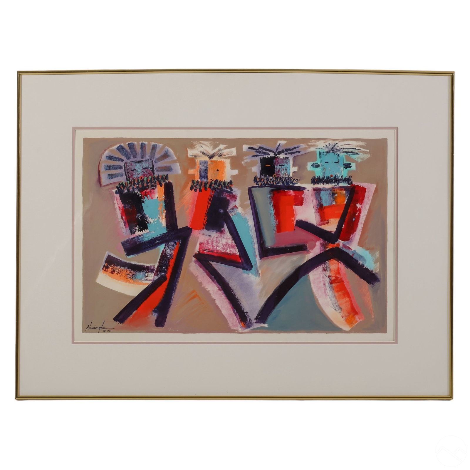 Dan Namingha b.1950 Native Kachina Dancer Painting (1 of 9)