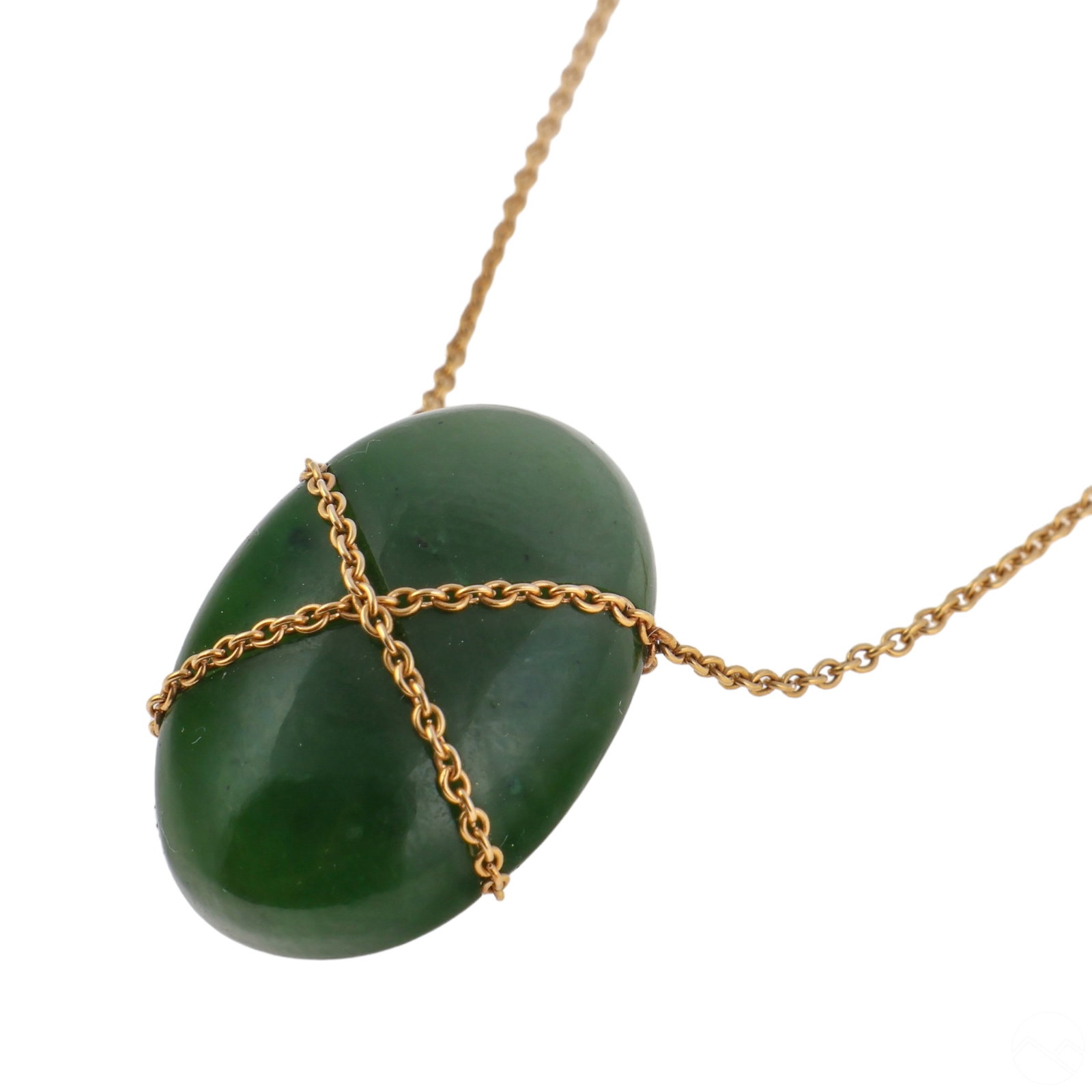 Tiffany & Co 18K Gold Chain & Jade Stone Necklace (1 of 6)
