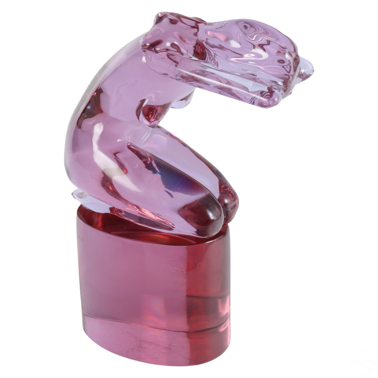 Murano Loredano Rosin Alexandrite Glass Sculpture: A Murano Italian studio art glass statue by master glassmaker Loredano Rosin (1936-1992). It is a modernist figural work in lavender color-changing purple alexandrite glass, featuring a kneeling nude