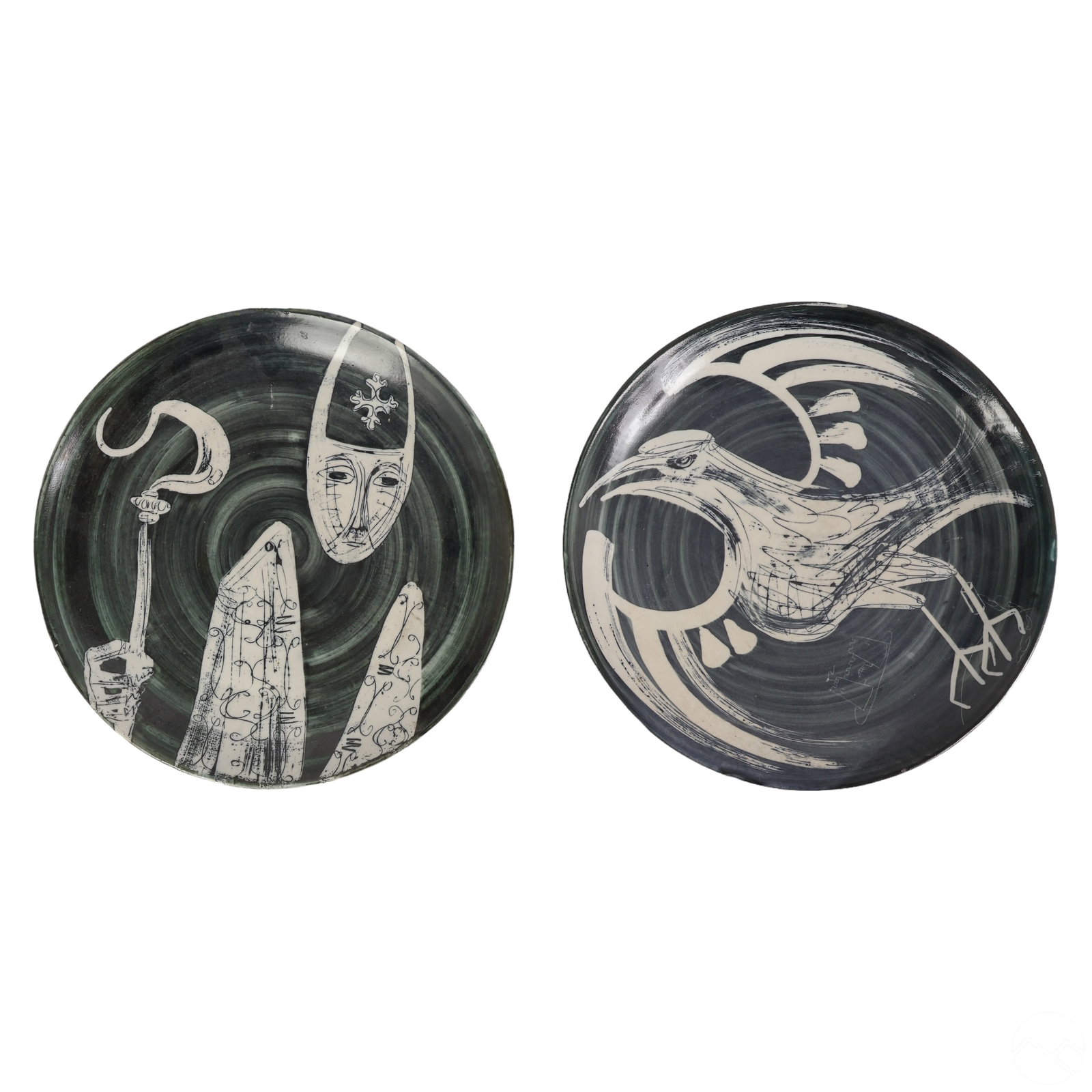 Richard Parkinson 2pc. Art Pottery Chargers SIGNED (1 of 10)