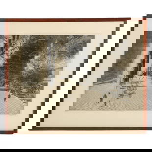 Peter Milton b1930 Victoria's Children Engraving: Peter Milton (American, b. 1930). A limited edition engraving on paper. Titled "Victoria's Children ". This abstract yet photo-realistic work depicts an street view landscape with a cat and children f