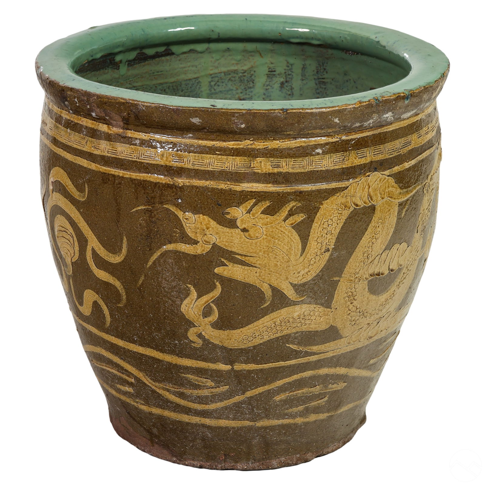 Vintage Chinese Dragon Egg Pot Ceramic Planter