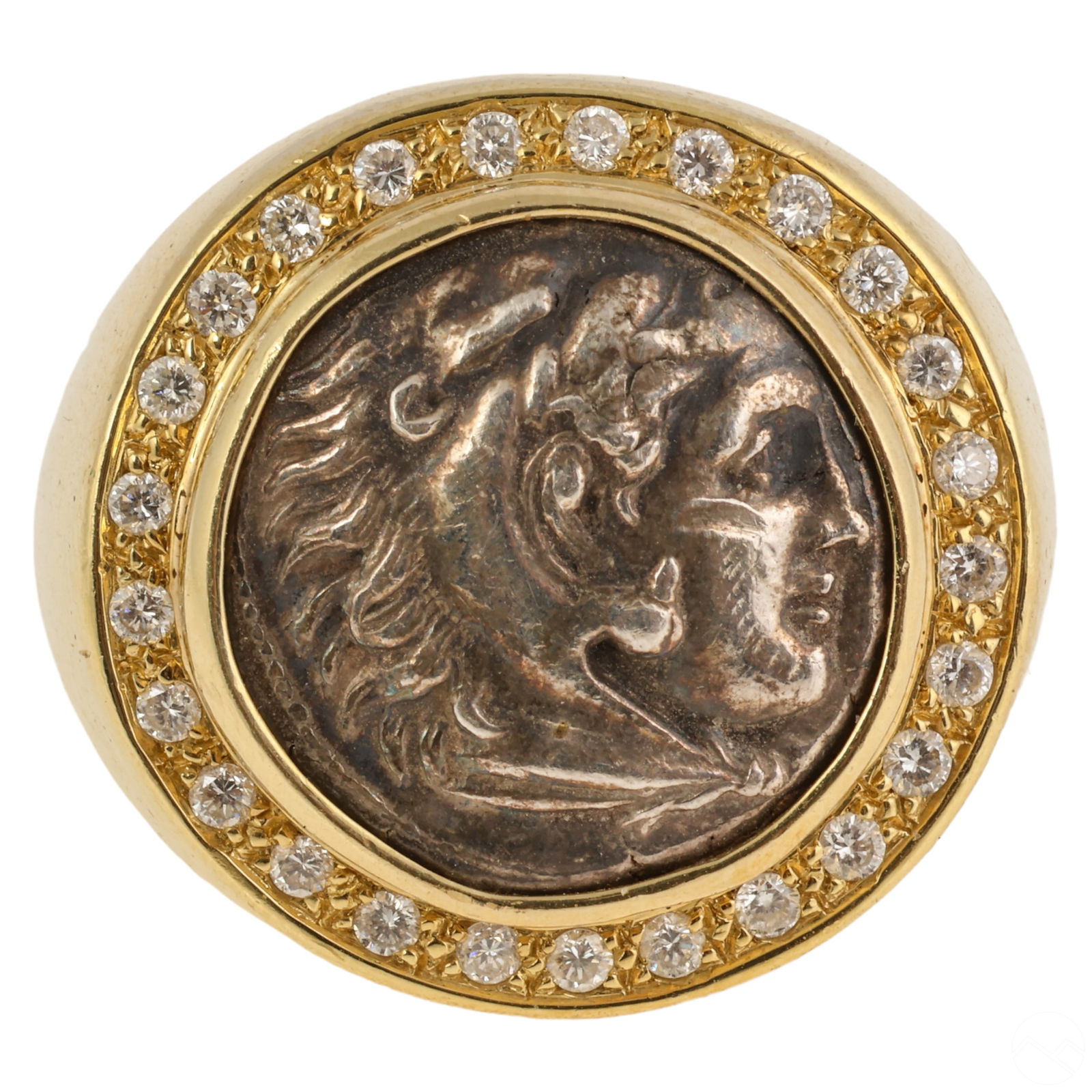 18k Gold Diamond and Ancient Alexander Coin Ring (1 of 8)