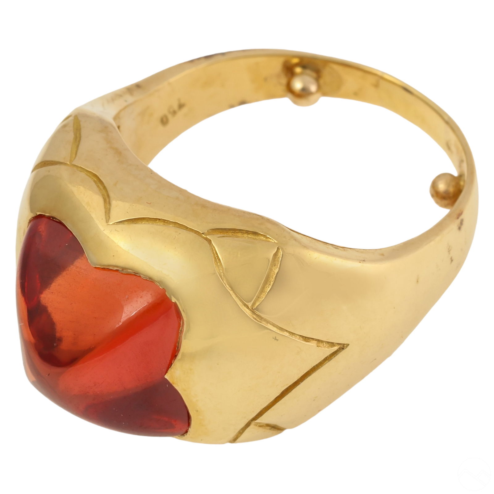 18k Gold Golden Citrine Pyramid Cabochon Ring s8.5 (1 of 7)