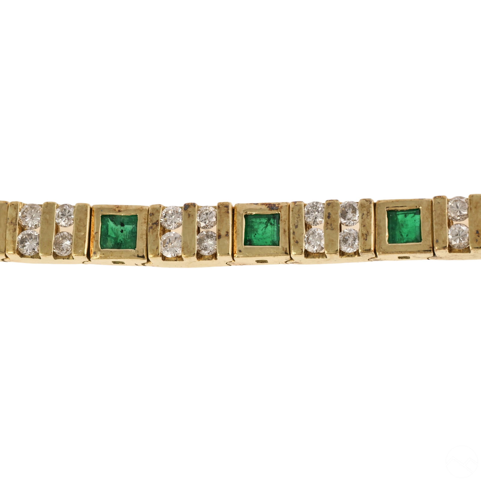 14k Yellow Gold Green Emerald and Diamond Bracelet (1 of 7)