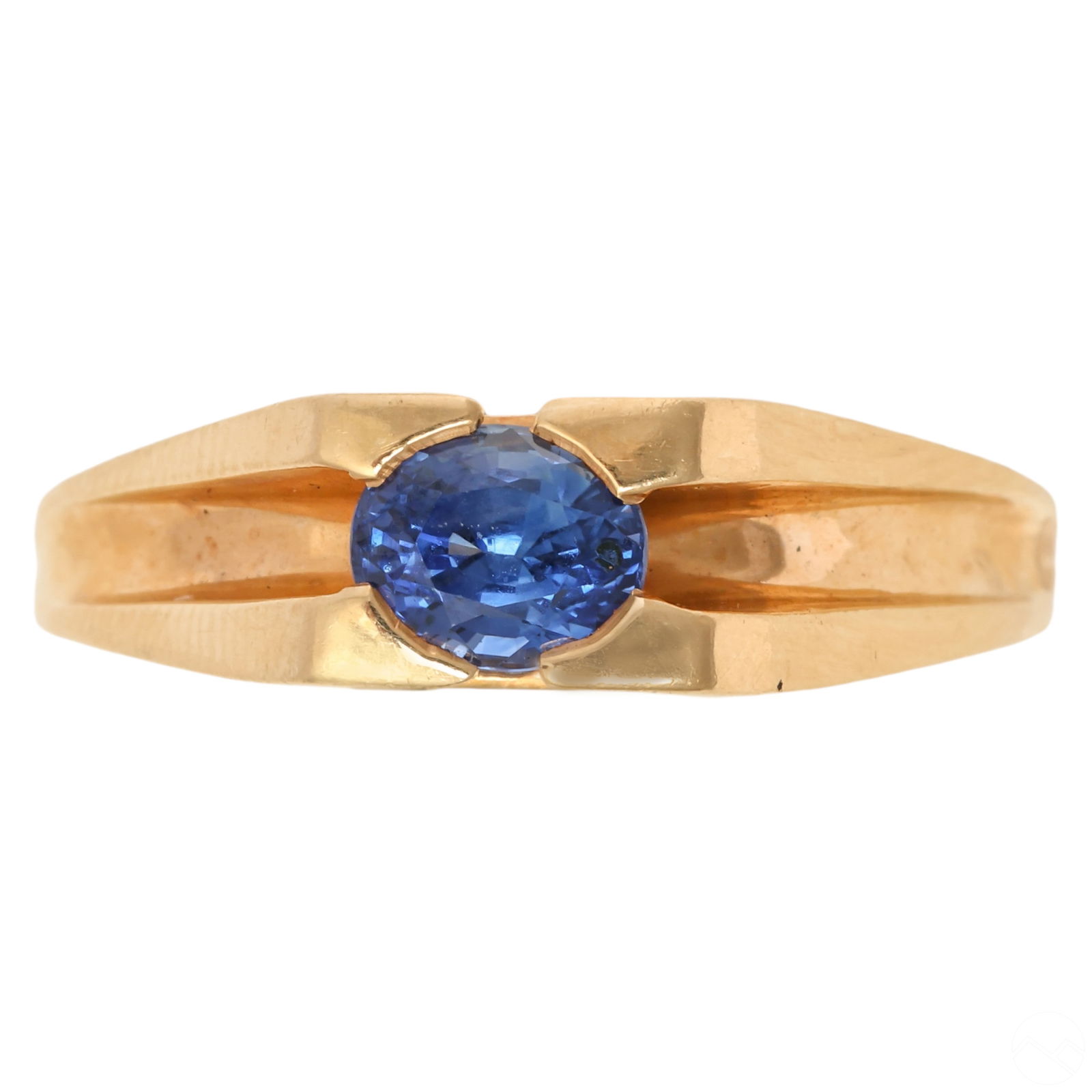 14k Gold Oval 1 Carat Blue Sapphire Solitaire Ring (1 of 9)