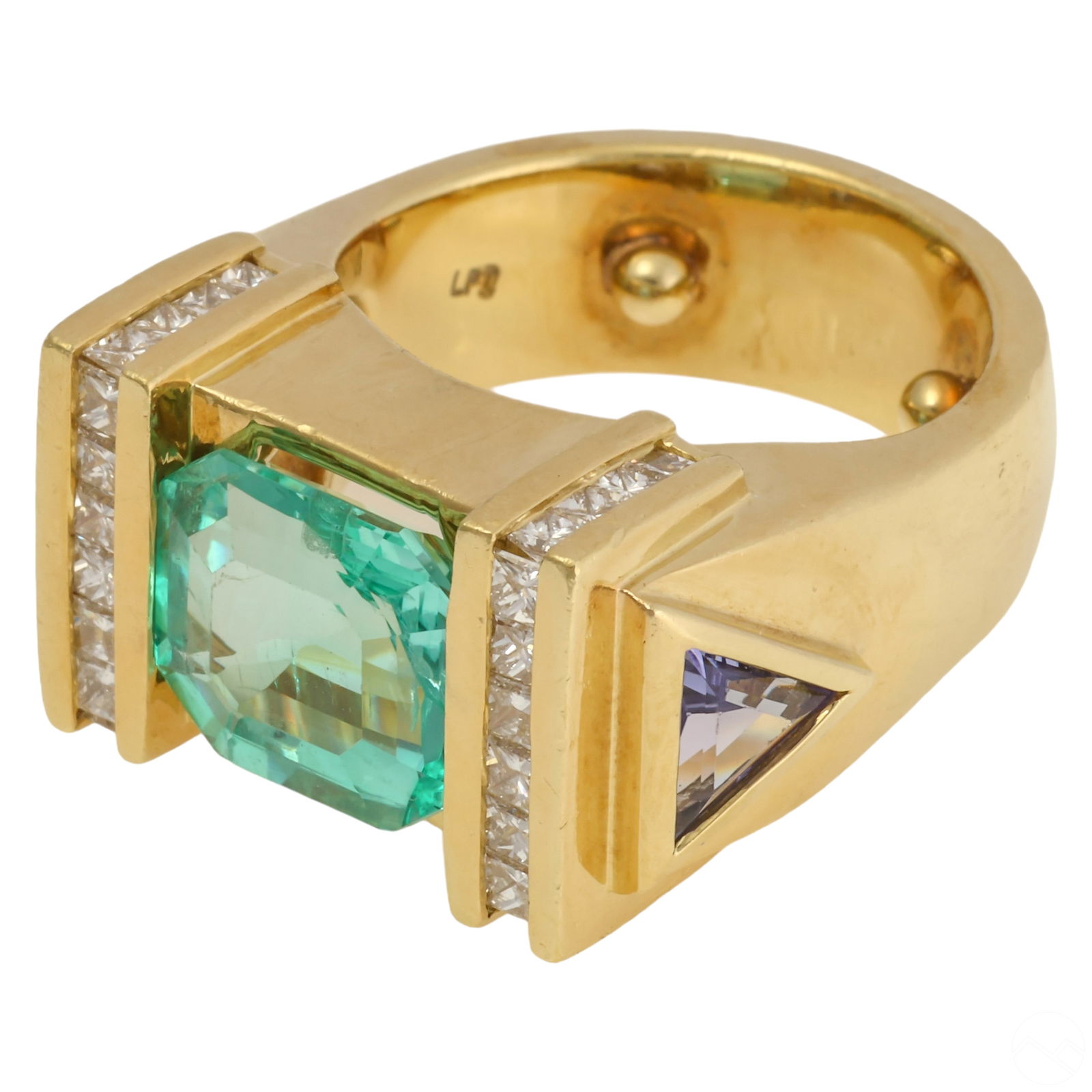18k Gold Emerald Diamond and Tanzanite Ring Sz 7.5 (1 of 7)
