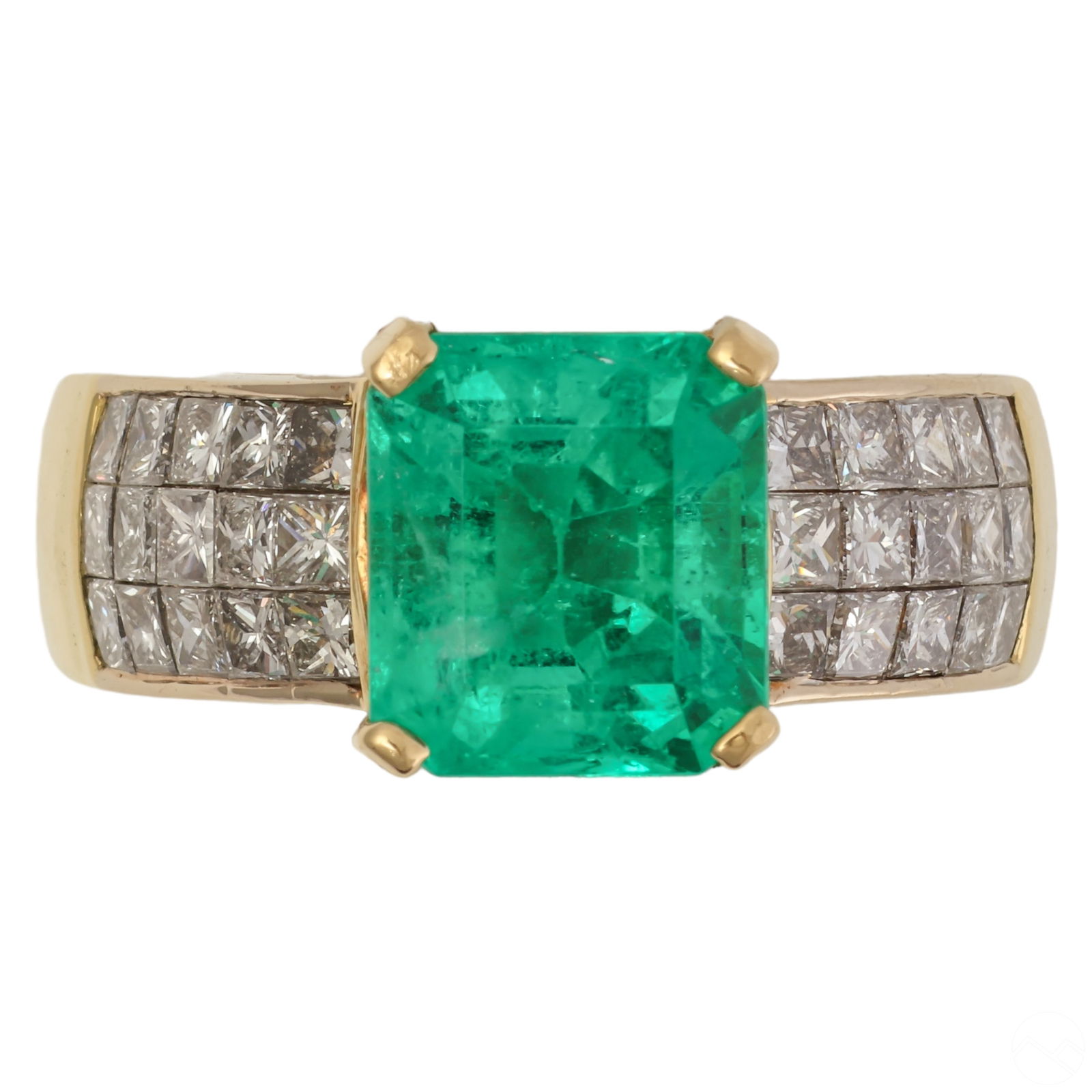 18k 7.3 CTTW Emerald and Princess Cut Diamond Ring (1 of 7)