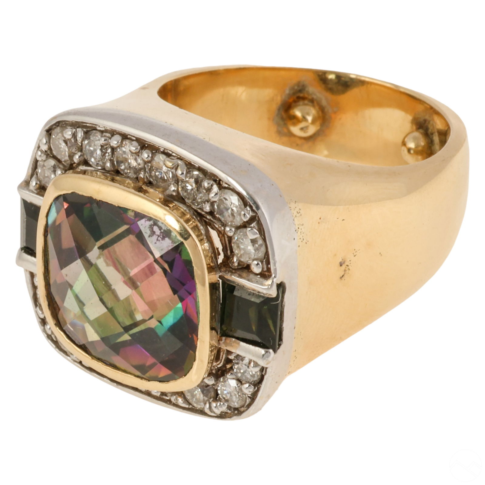 18k Gold Mystic Topaz, Diamond and Tourmaline Ring (1 of 10)