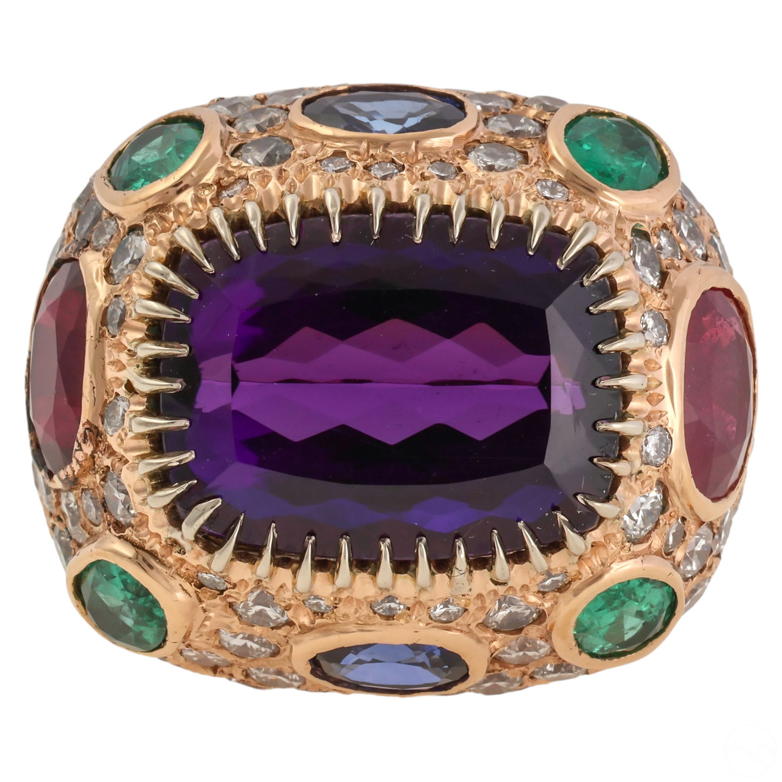 14k Gold Mughal Style Diamond and Gemstone Ring (1 of 9)