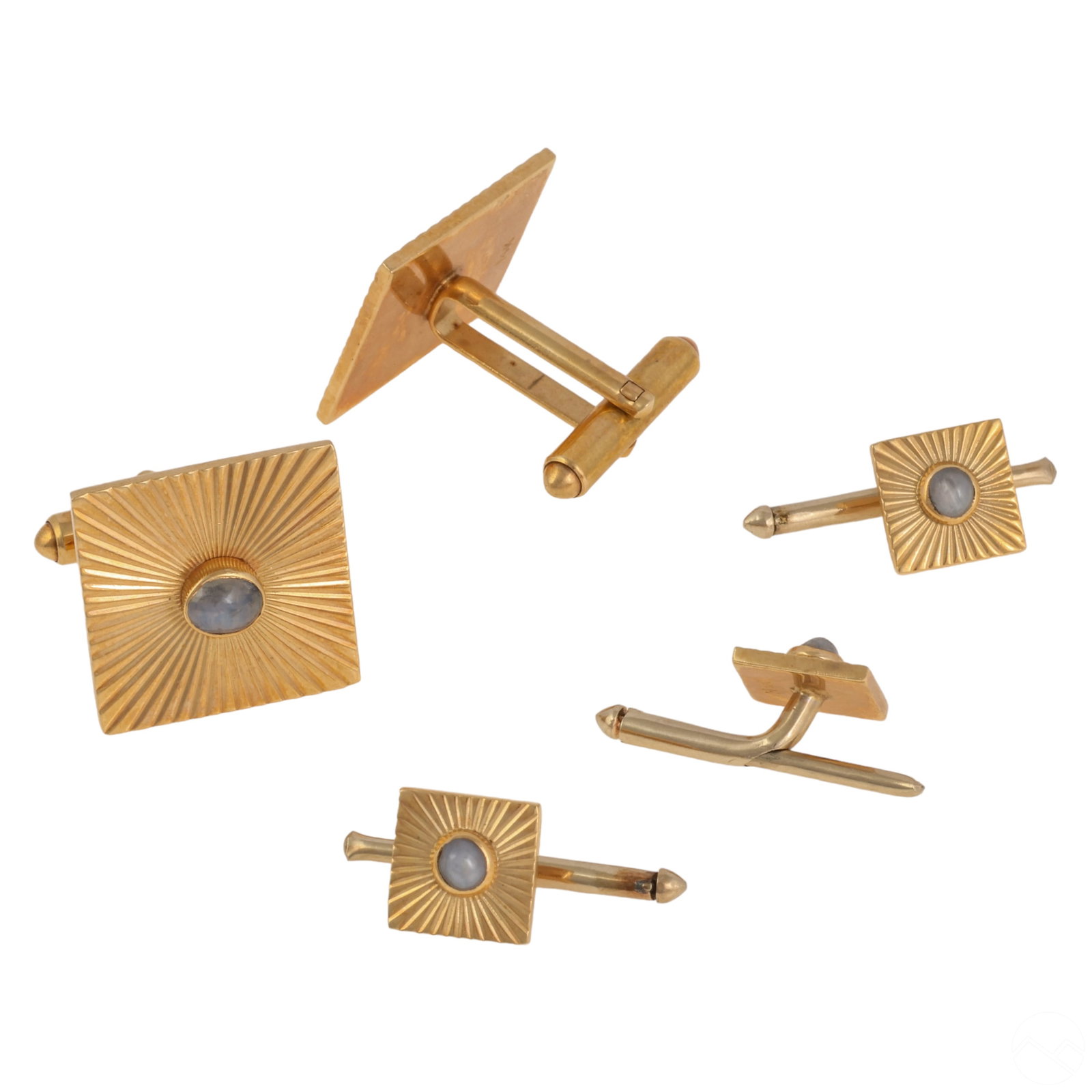 14k Gold Star Sapphire Cufflinks & Dress SET 23.8g (1 of 7)