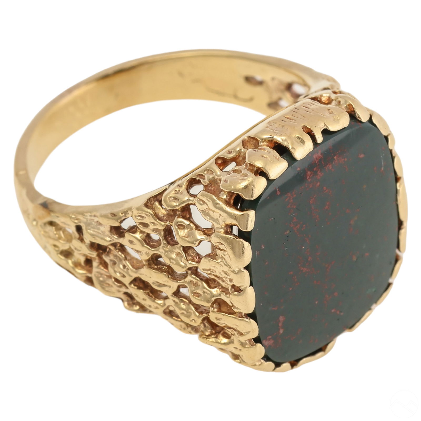 14k Yellow Gold Bloodstone Cabochon Ring Size 8.75 (1 of 5)