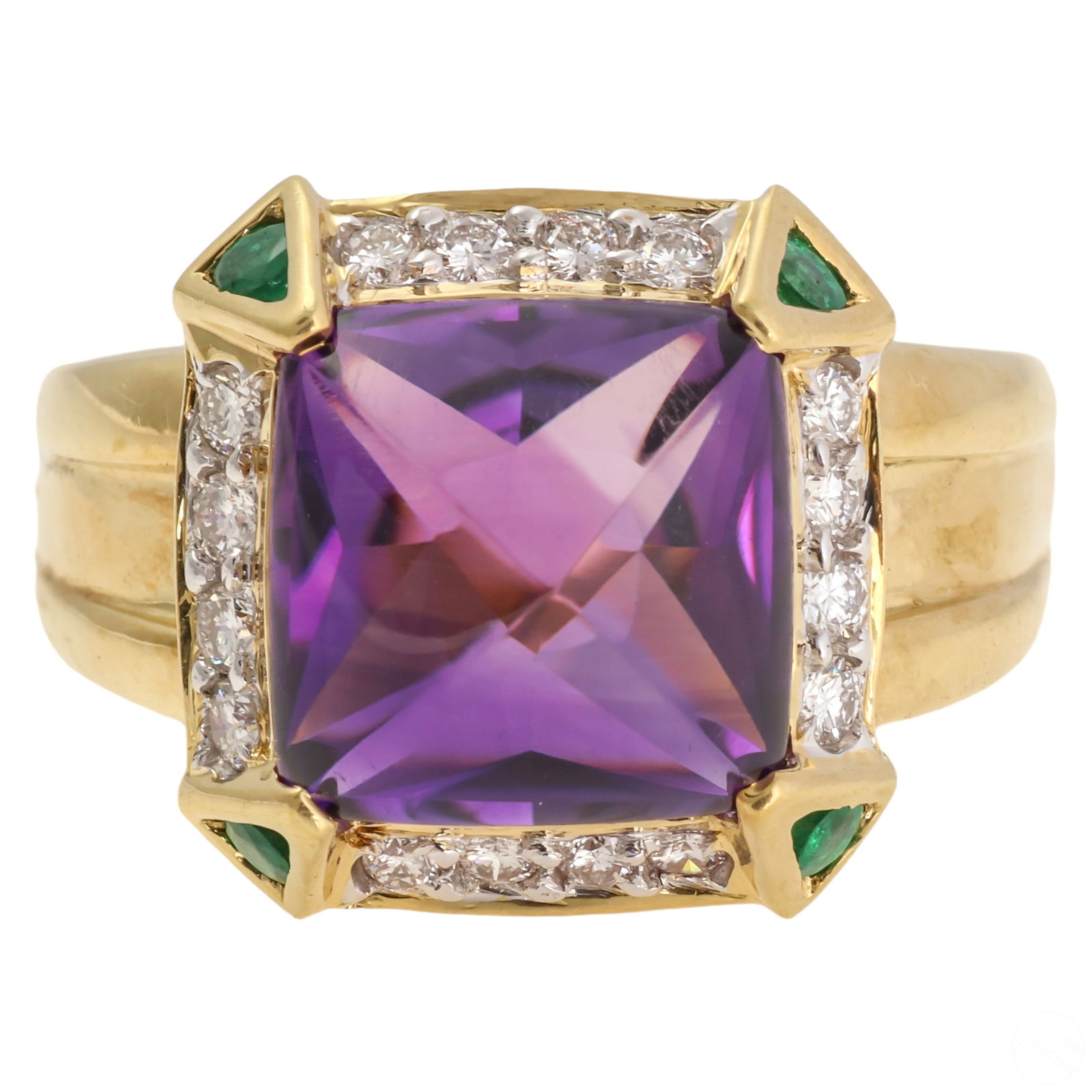 18k Gold Purple Amethyst Diamond and Emerald Ring (1 of 7)