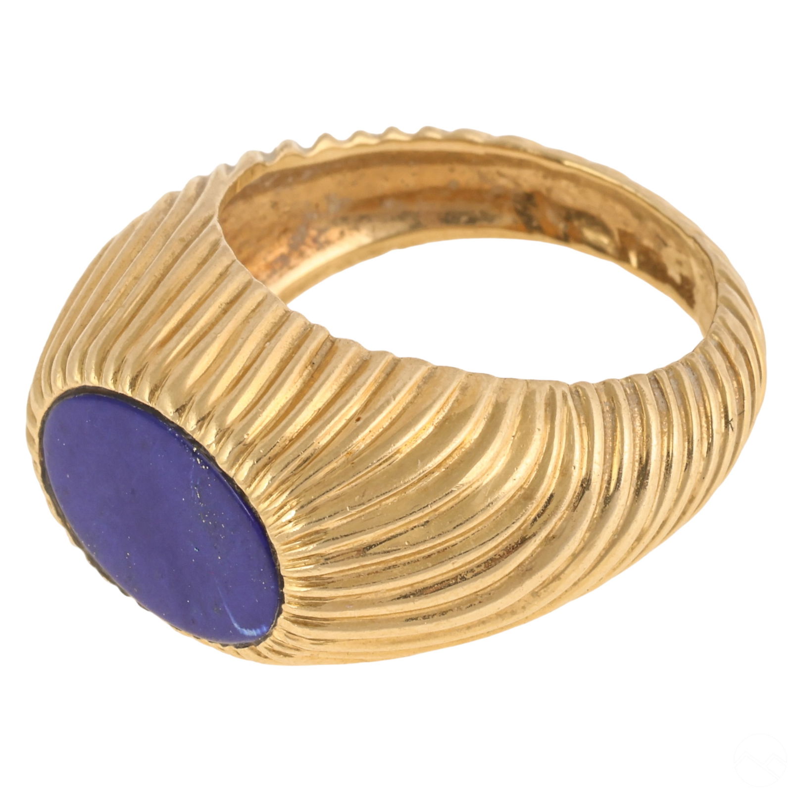 14k Gold Retro Designer Signed Lapis Lazuli Ring (1 of 8)