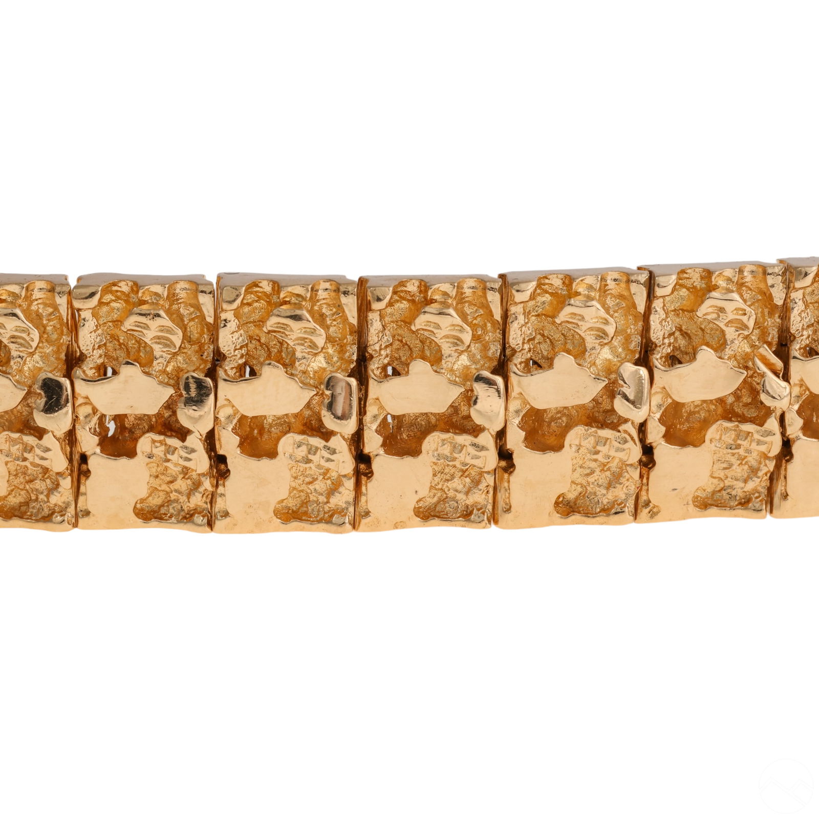 14k Gold Nugget Style Heavy Men's Bracelet 93.5g (1 of 9)