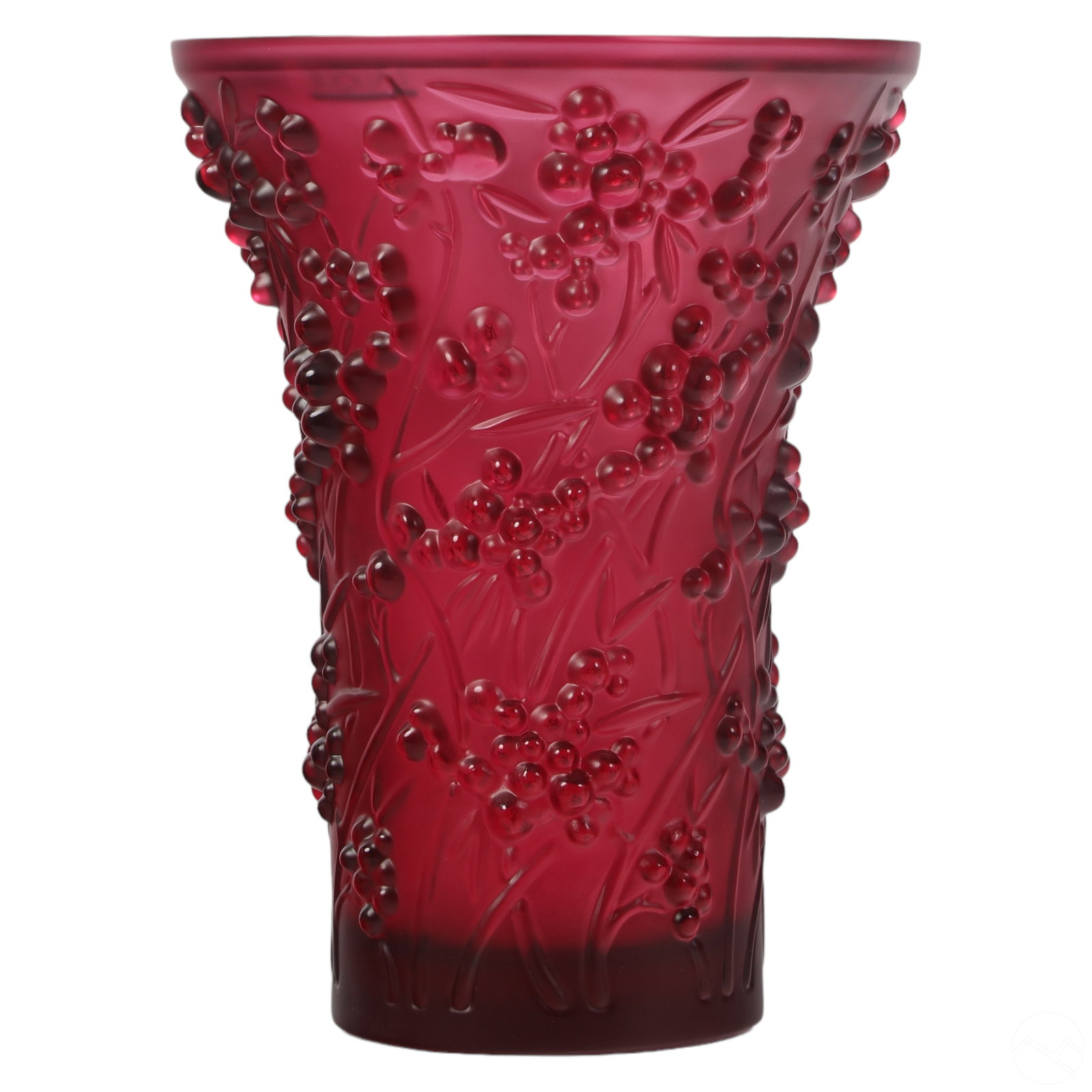 Lalique French Crystal Ruby Red Paysage Baies Vase (1 of 6)