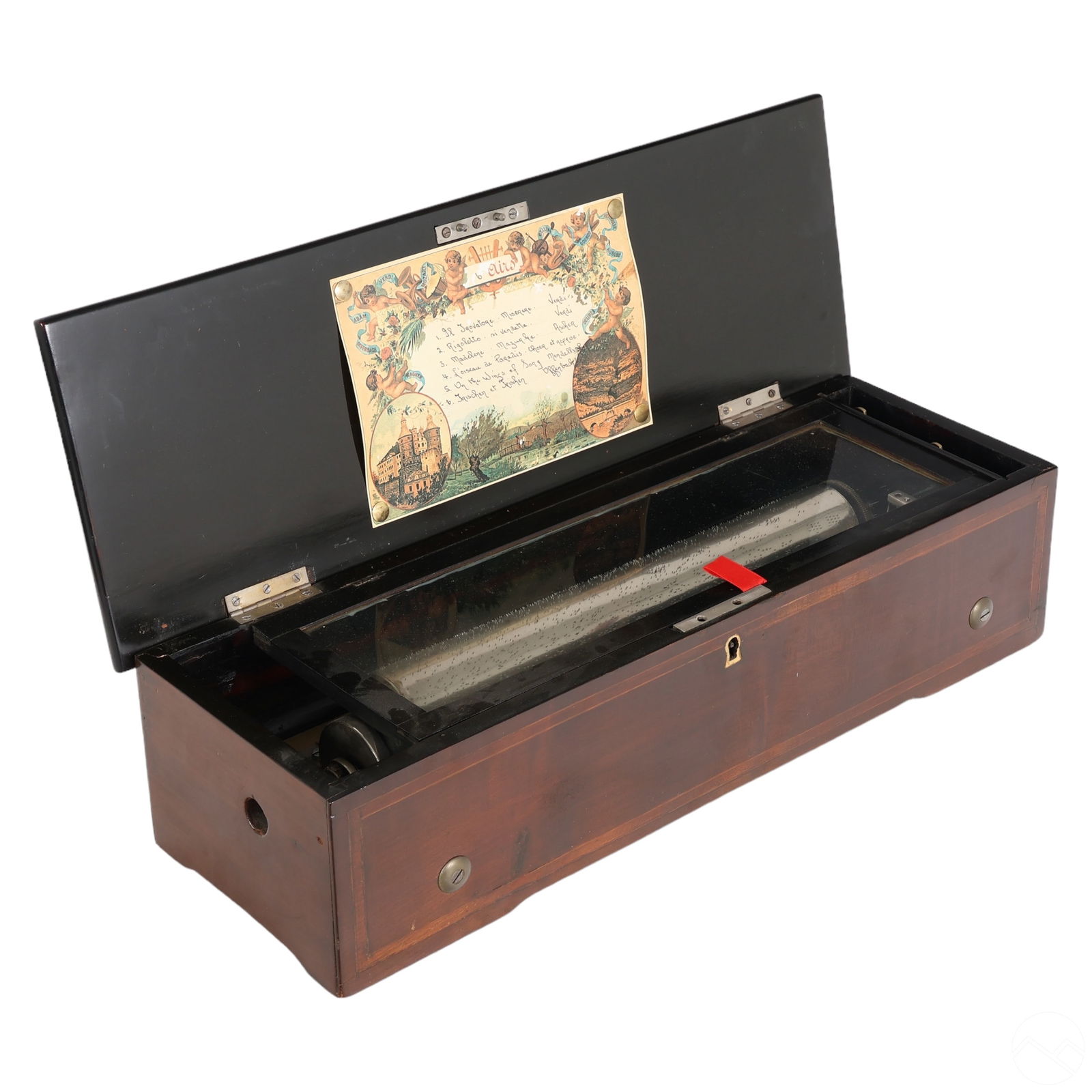 Antique Inlaid Wood Swiss Cylinder Roll Music Box (1 of 6)