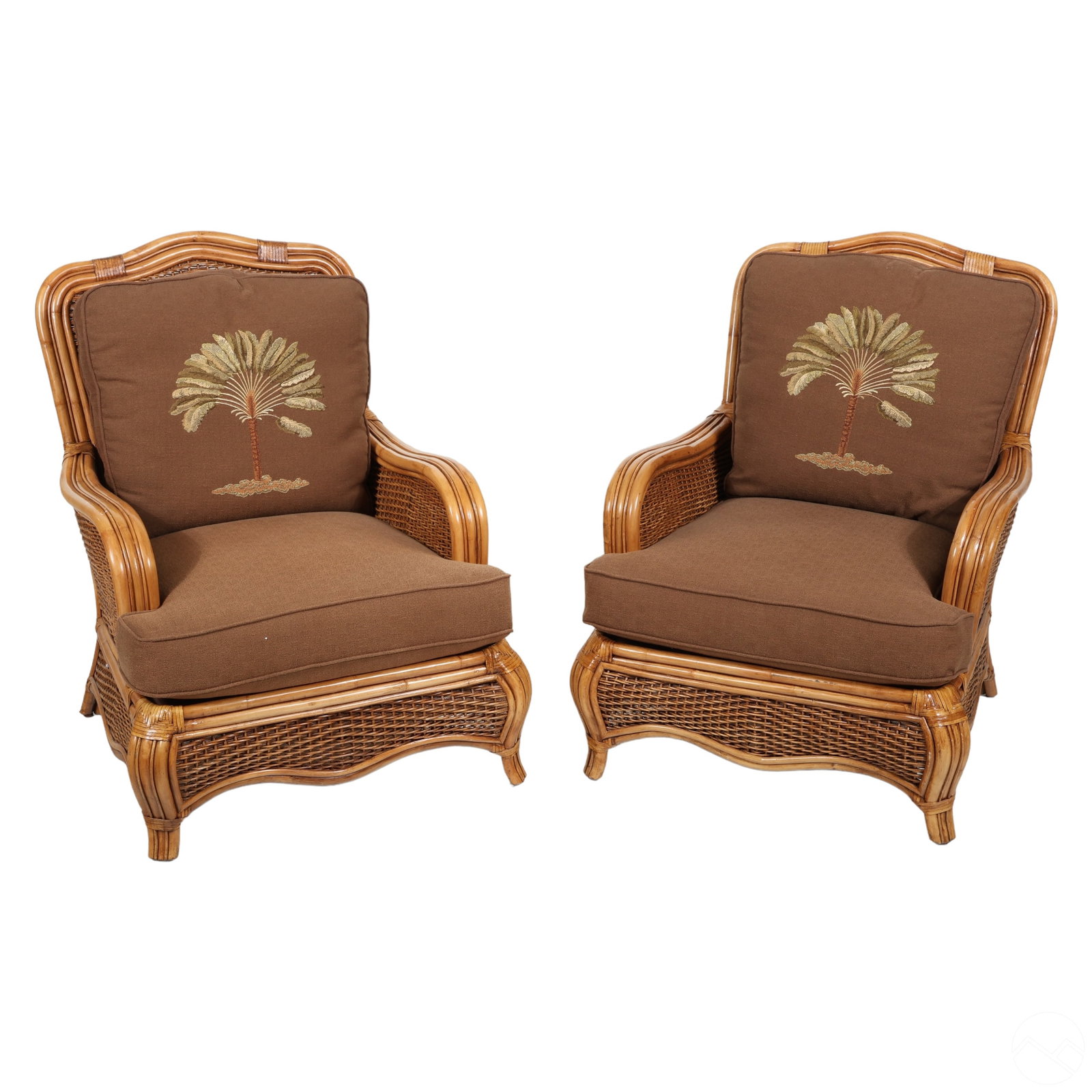 Pair Braxton Culler Rattan Wicker Cushioned Chairs (1 of 7)