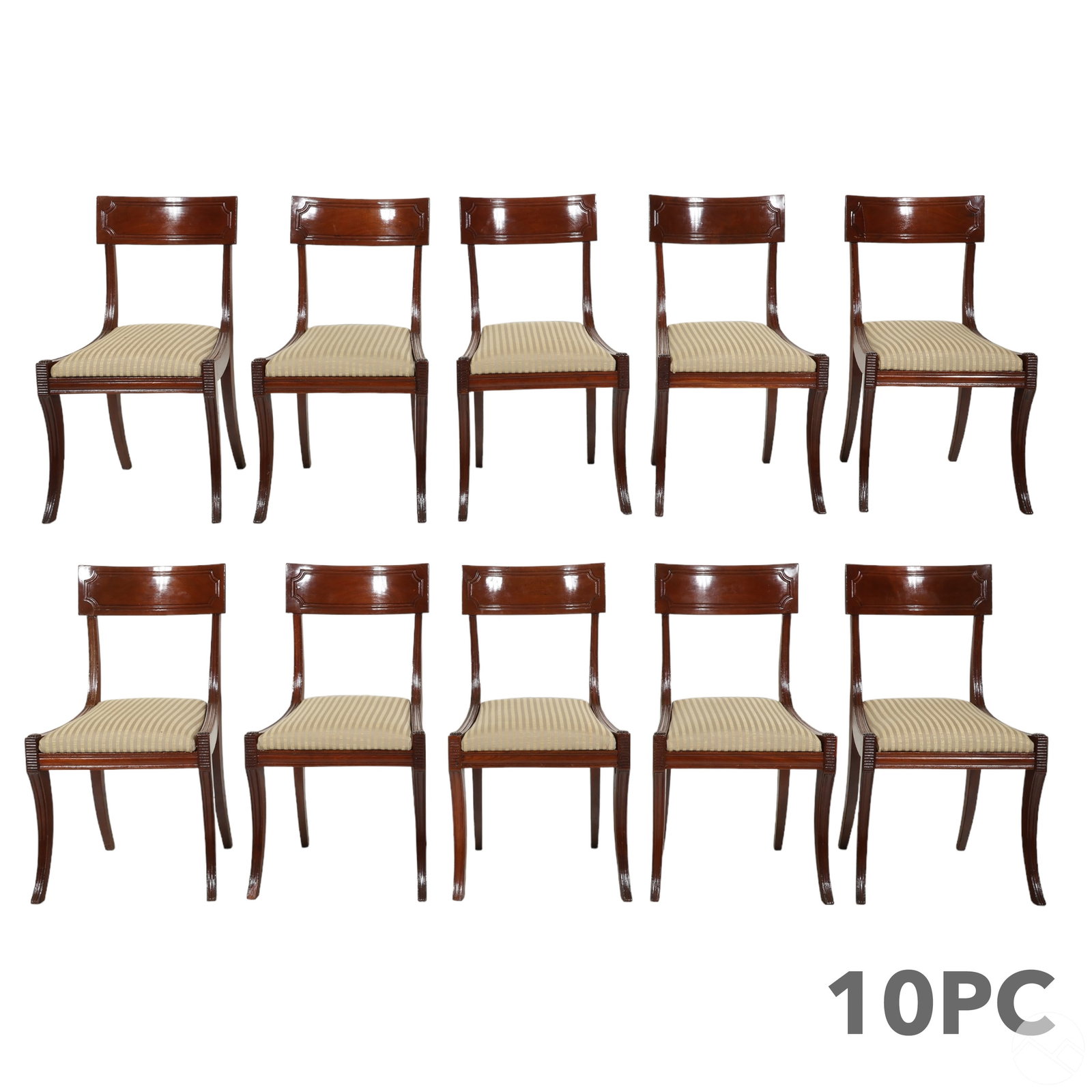English 19C Regency Klismos Dining Chairs 10pc SET (1 of 11)