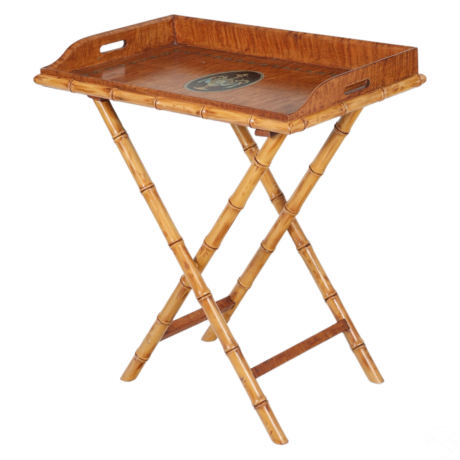 French Style Faux Bamboo Wood Folding Tray Table (1 of 6)