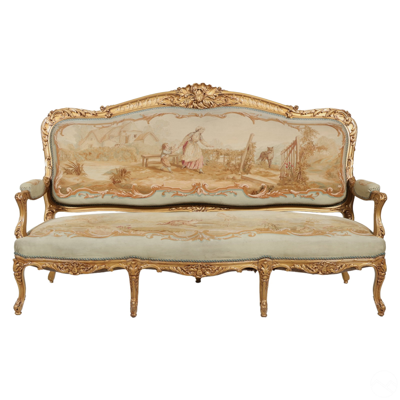 Louis XV French Style Aubusson Tapestry Sofa Couch (1 of 7)