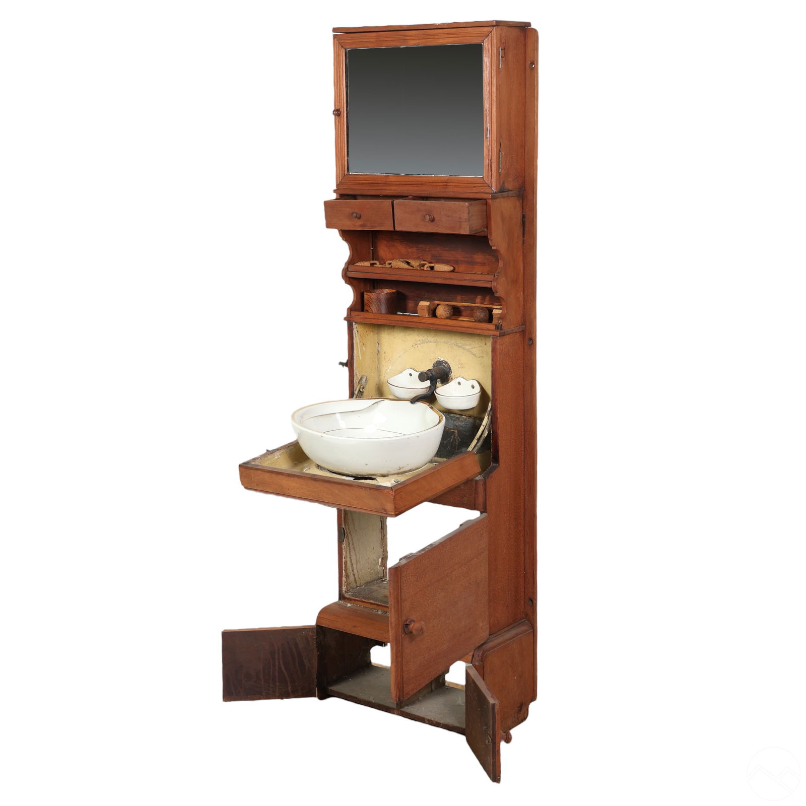 English 19C. Wood and Porcelain Ships Wash Cabinet (1 of 12)