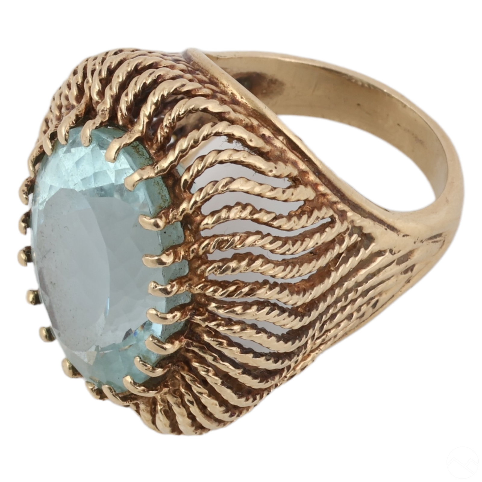 14K Gold Vintage Aquamarine Filigree Ring Size 6 (1 of 7)