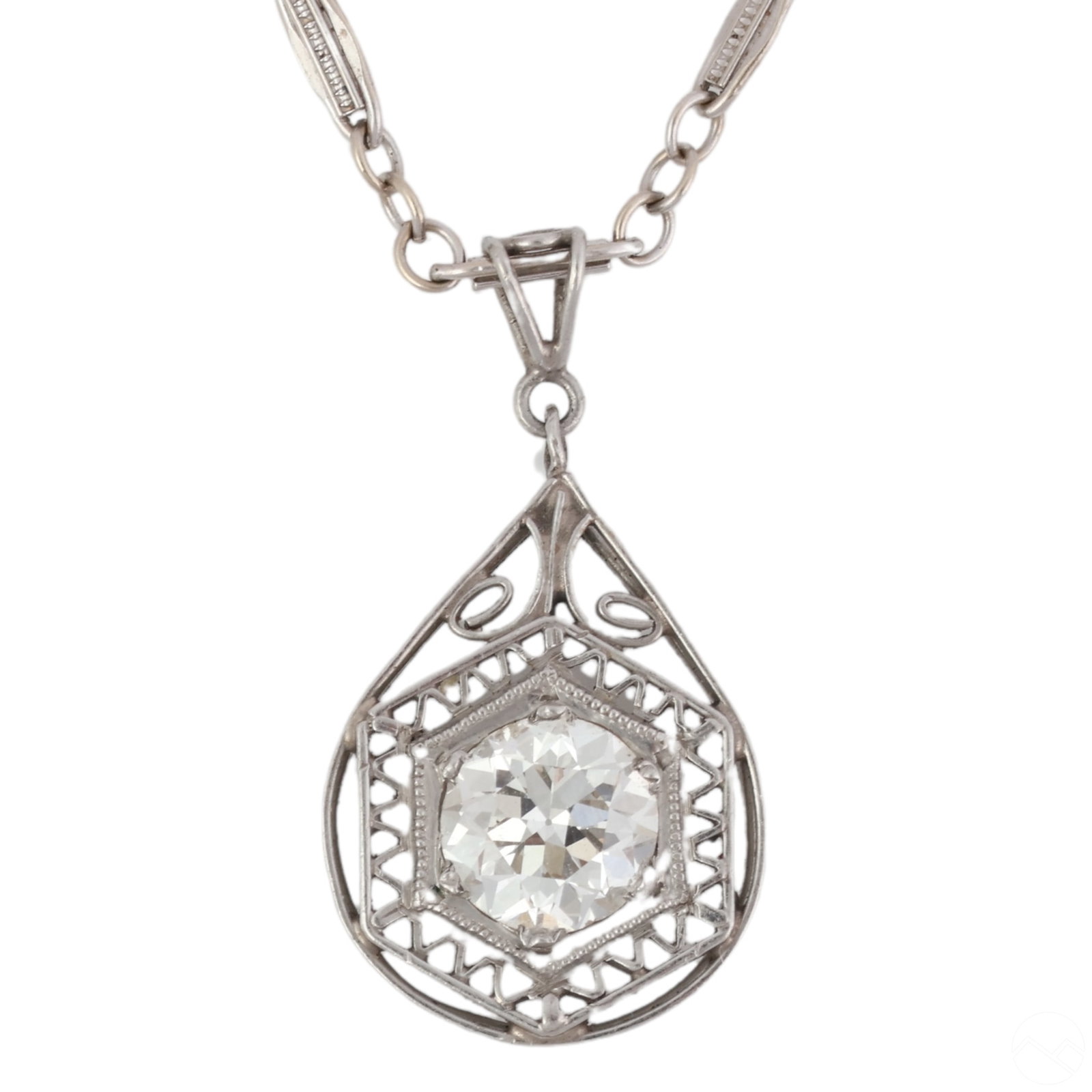 Platinum .65 CT Diamond Pendant 14k Chain Necklace (1 of 9)