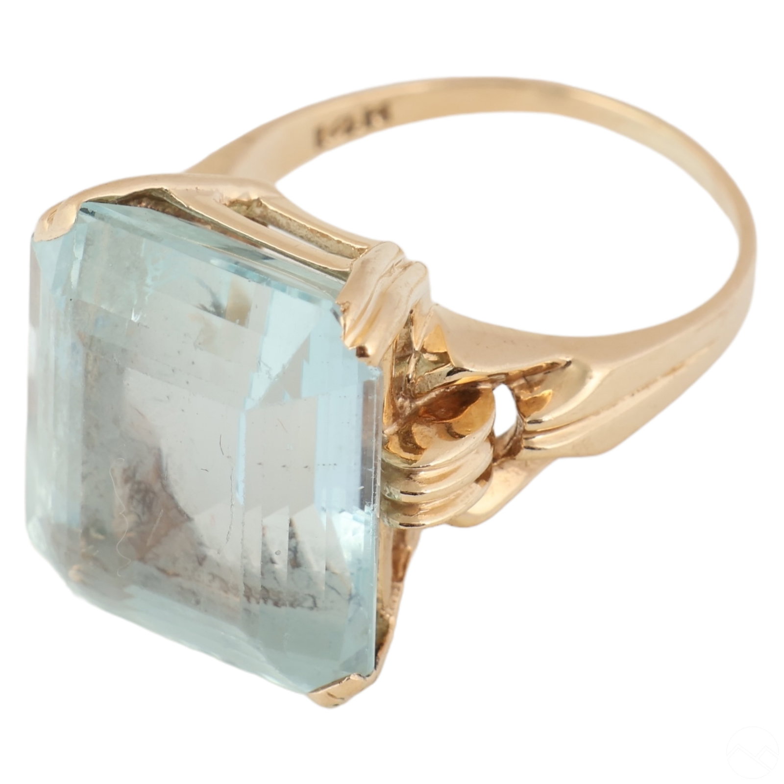14k Gold Antique Aquamarine Gemstone Ring Sz 7.5 (1 of 7)