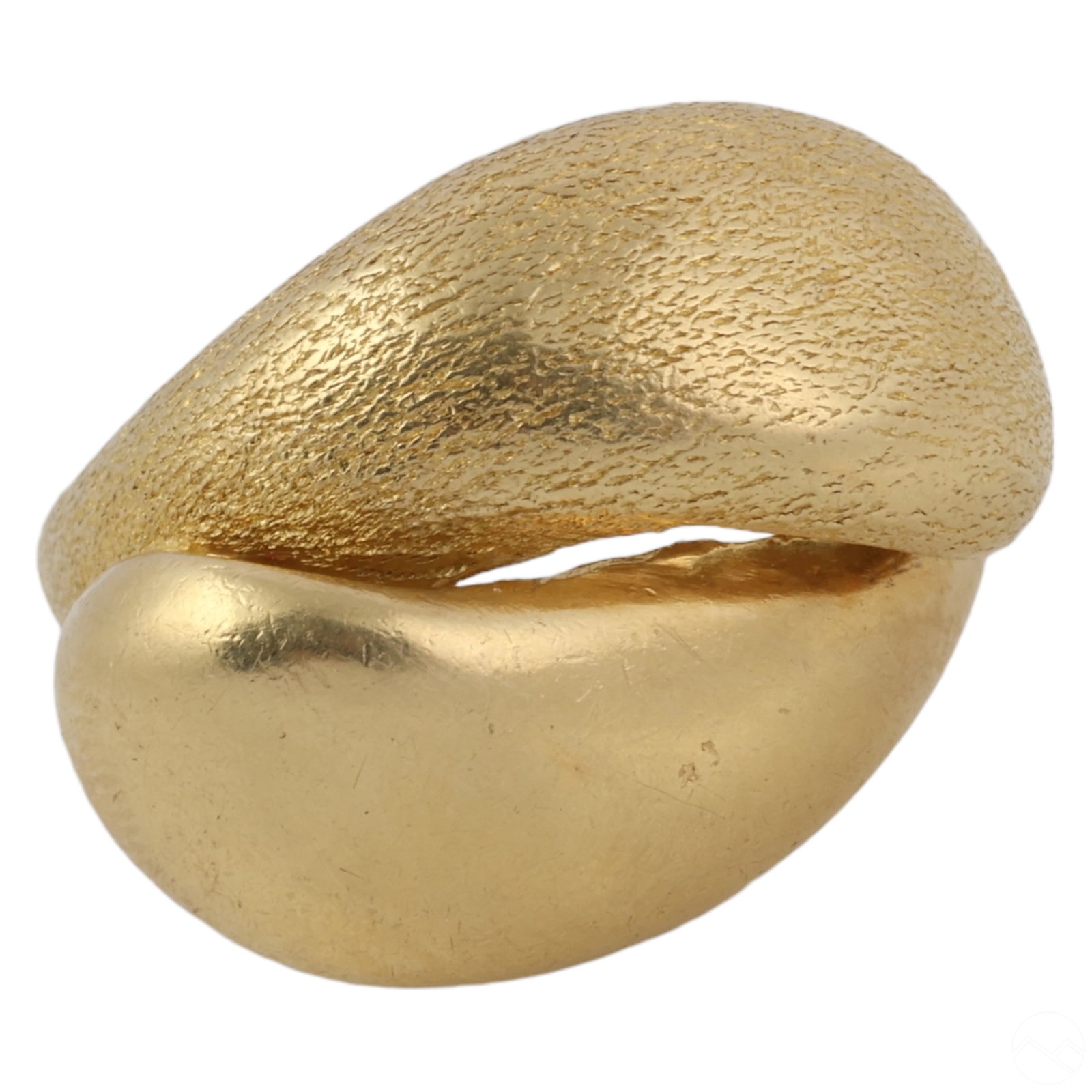 18K Yellow Gold Retro Overlapping Dome Ring Size 7 (1 of 6)