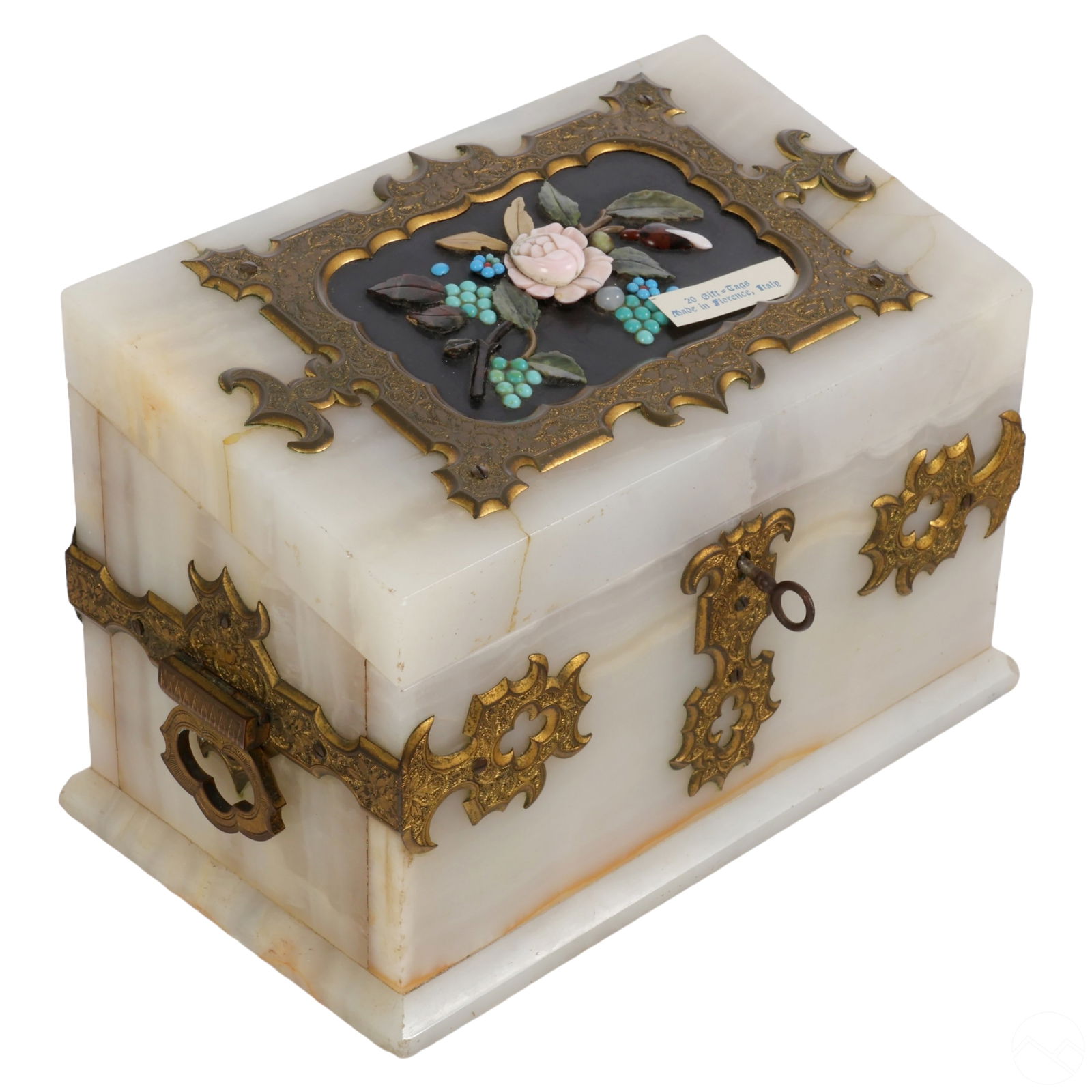 Antique Italian Onyx Stone Desk Organizer Note Box (1 of 7)