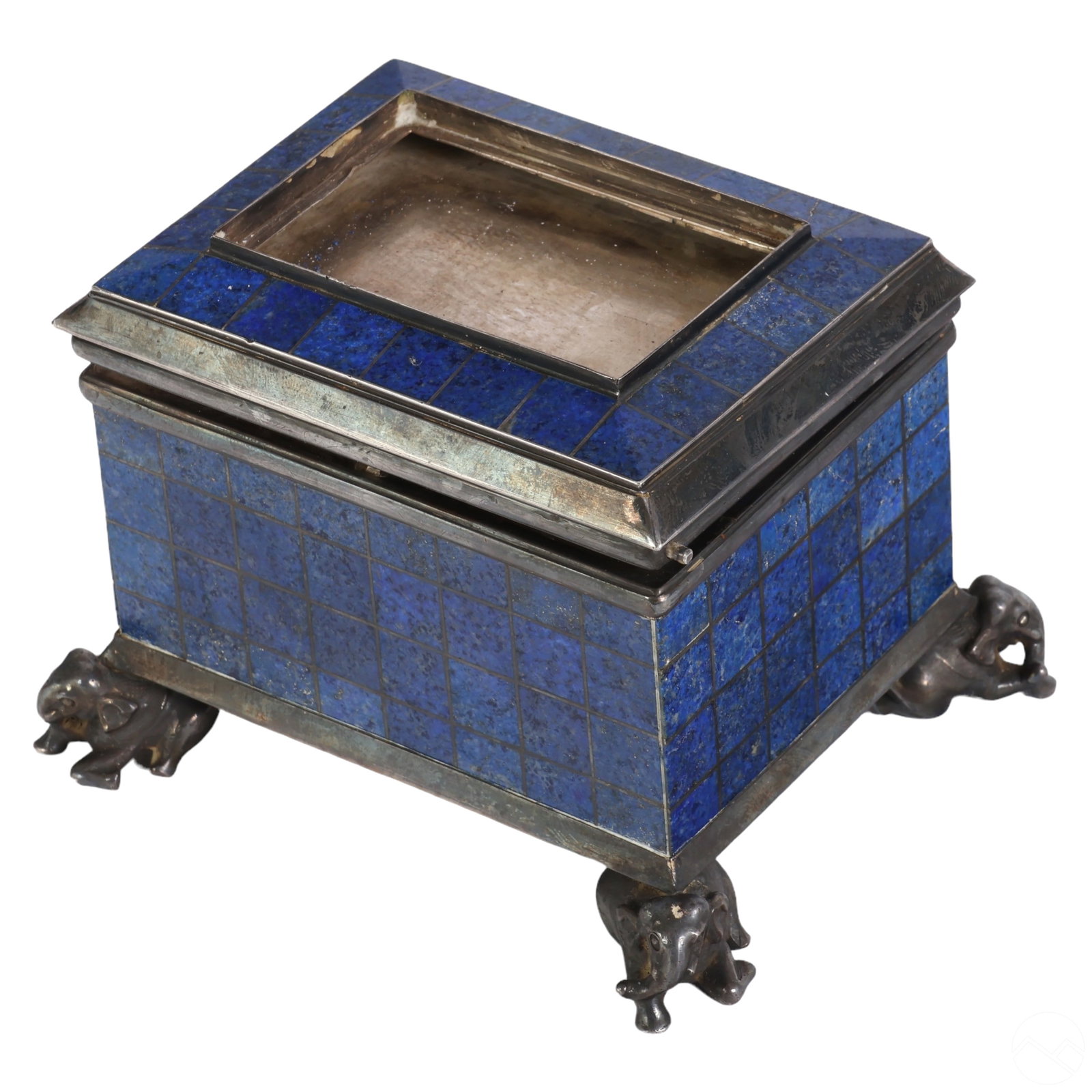 Lapis Lazuli 925 Silver Inlay Elephant Motif Box (1 of 6)