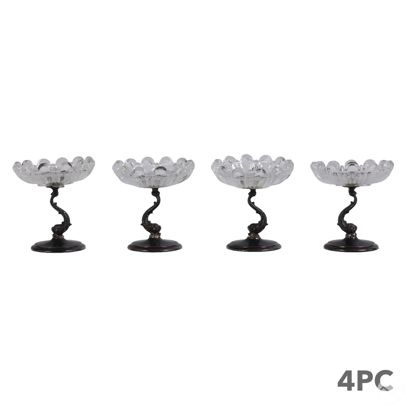 Antique Crystal and Silver Dolphin Compote 4pc SET (1 of 5)