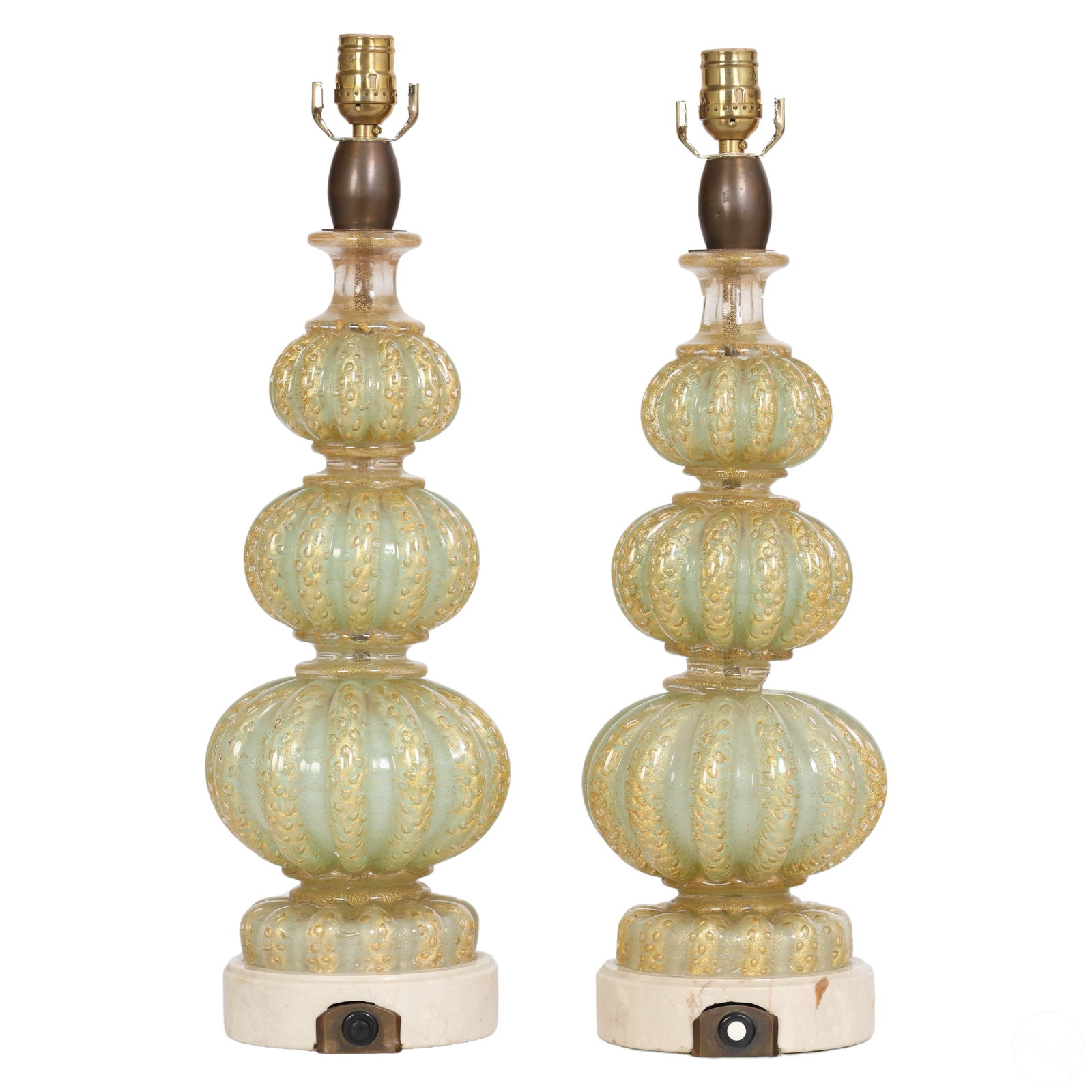 Murano Pair Barovier & Toso Venetian Glass Lamps (1 of 7)