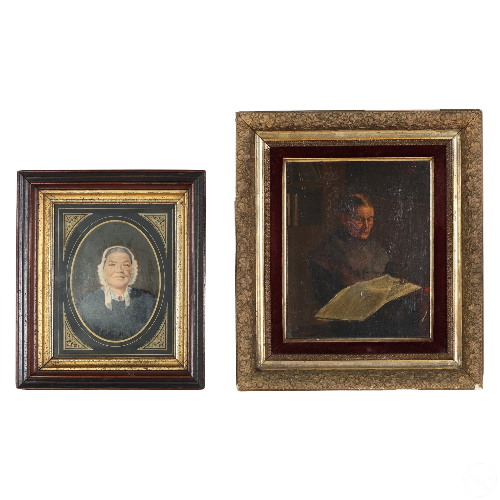 Two Antique Portrait Paintings of Older Woman LOT (1 of 9)