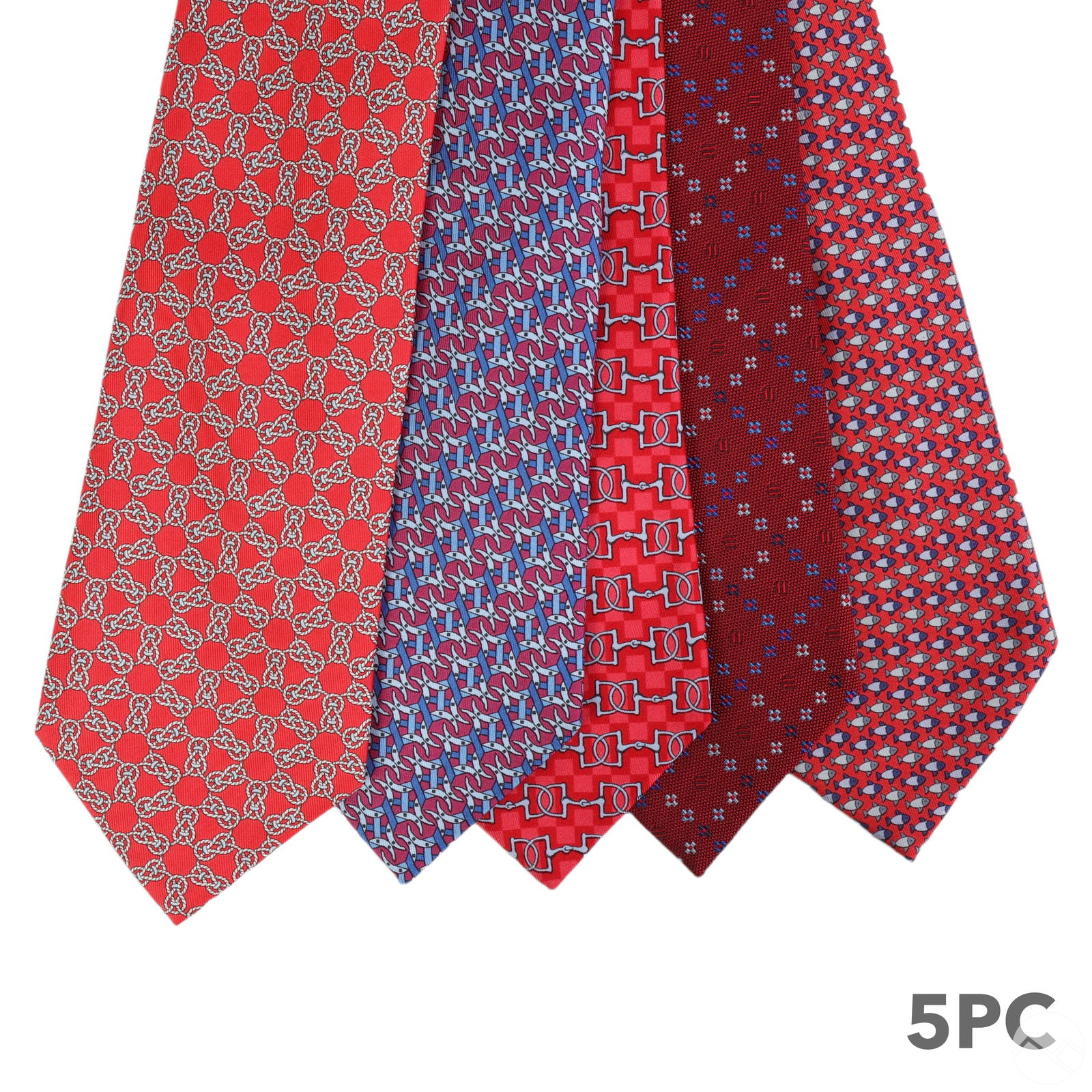 Hermes French Designer Silk Mens Neckties 5pc. LOT (1 of 5)