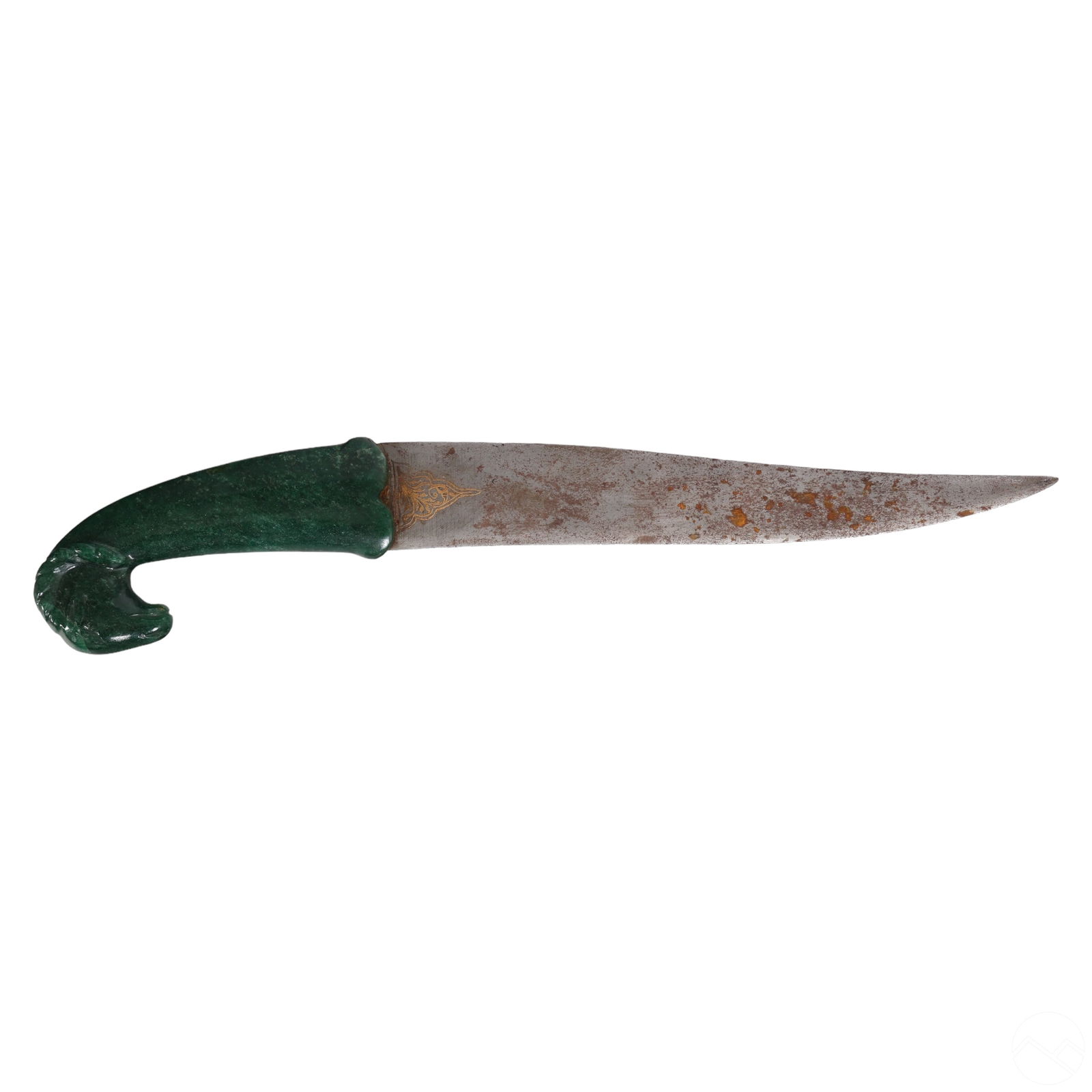 Indo Persian Gold Inlay Jade Stone Ram Head Dagger (1 of 5)