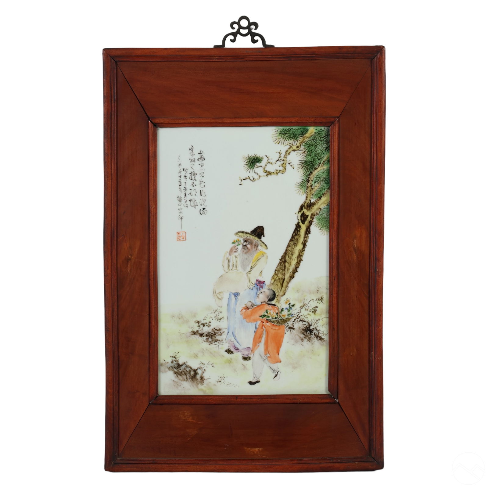 Chinese Porcelain Scholars Landscape Wall Plaque (1 of 5)