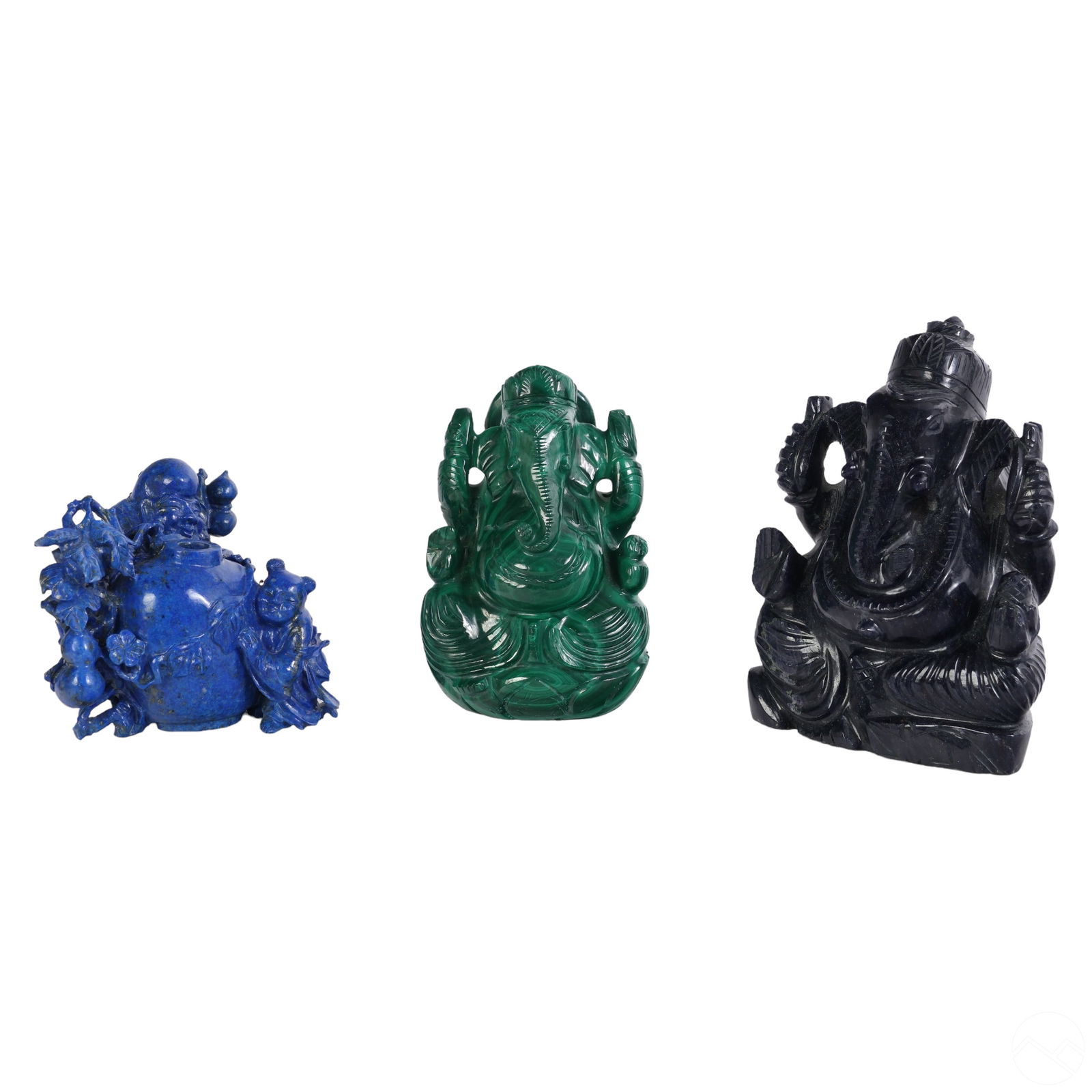Chinese Lapis Onyx & Malachite Deity Figurine LOT (1 of 8)