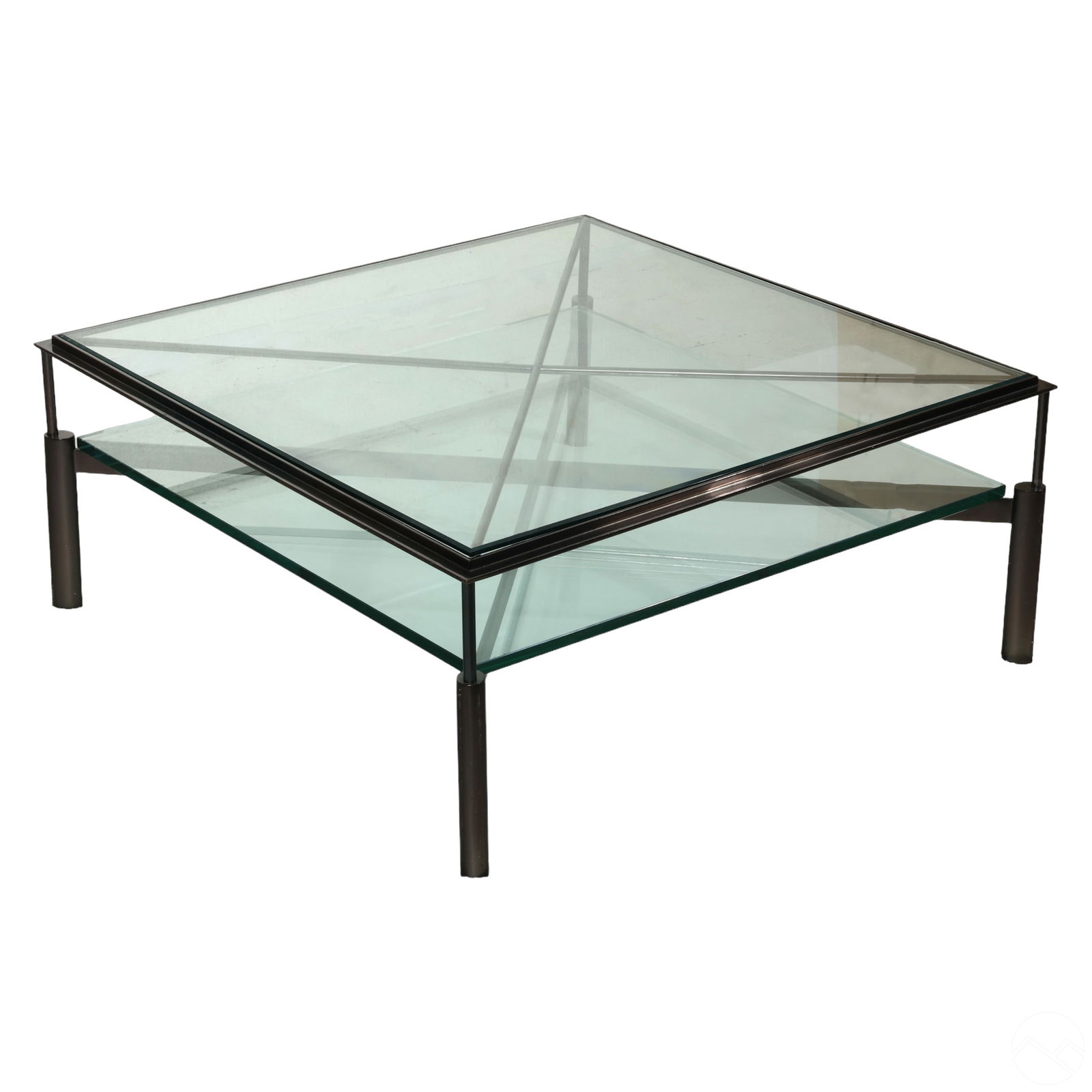 John Saladino Two Level Glass Metal Cocktail Table Auction