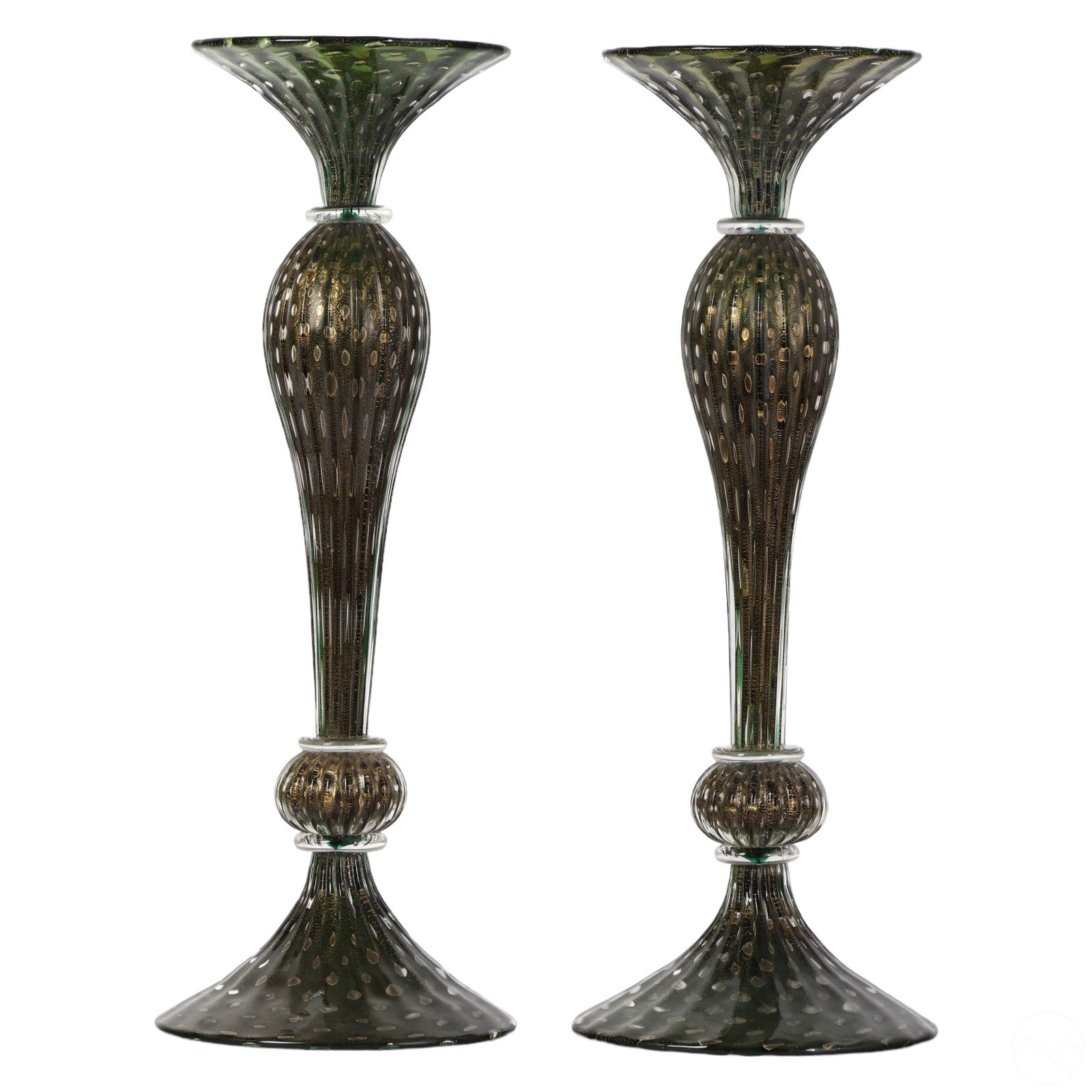 Vittorio Rigattieri Pair Murano Glass Candlestick (1 of 7)