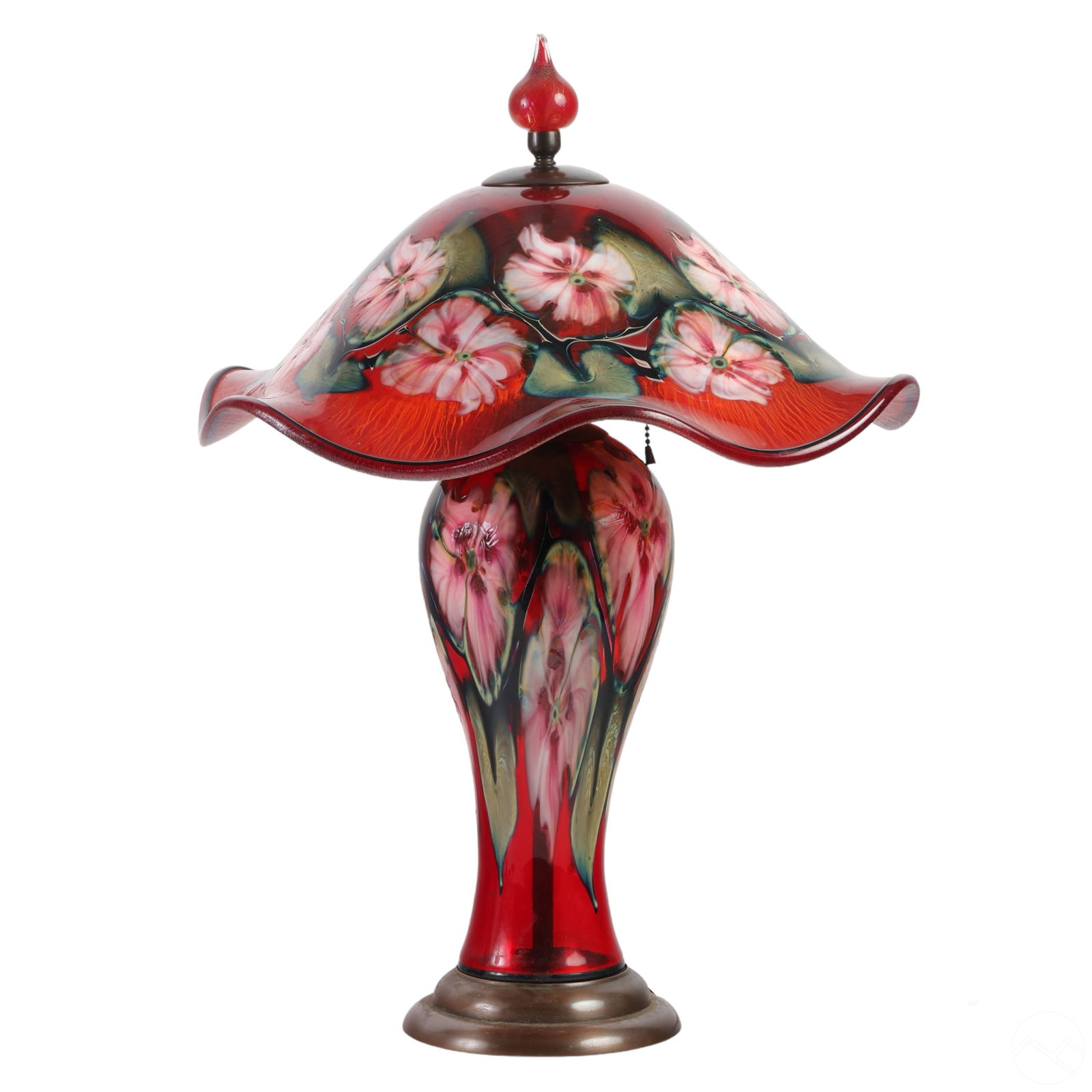 Charles G Lotton Multi Flora Studio Art Glass Lamp (1 of 13)
